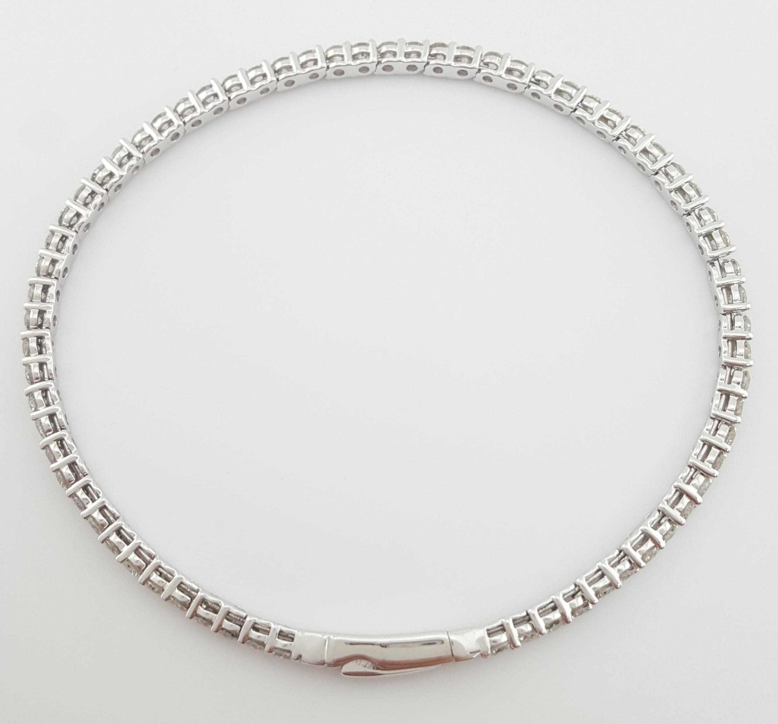 Round Brilliant Diamond Tennis Flex Bracelet 3 ct 14K White Gold 6.5" 2.3 mm