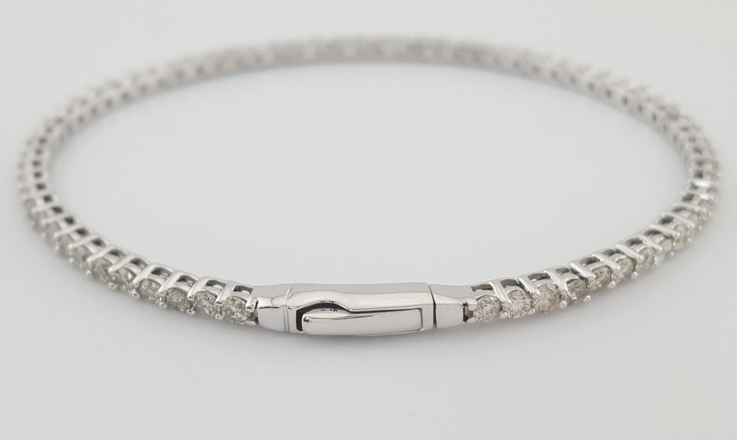 Round Brilliant Diamond Tennis Flex Bracelet 3 ct 14K White Gold 6.5" 2.3 mm