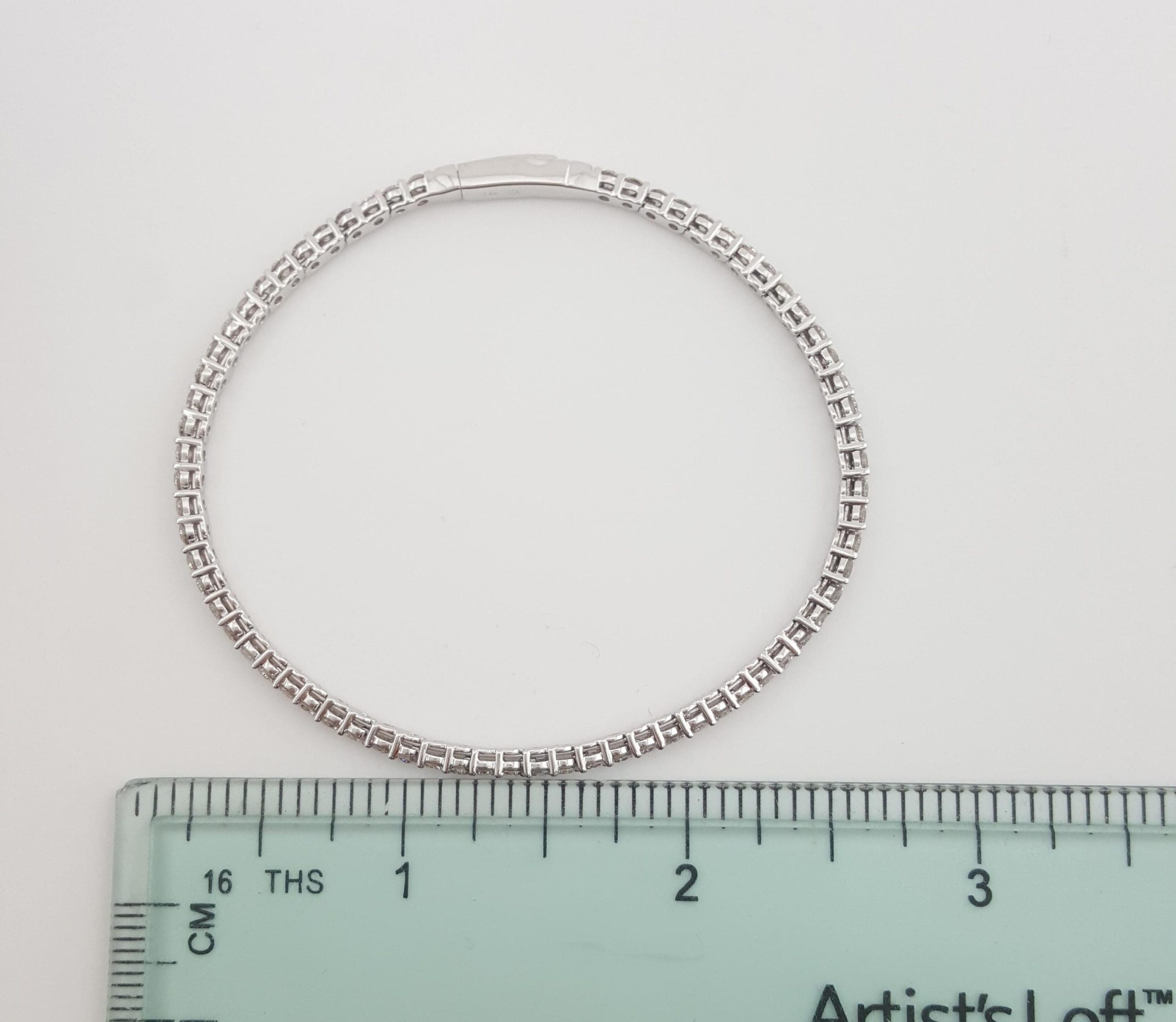 Round Brilliant Diamond Tennis Flex Bracelet 3 ct 14K White Gold 6.5" 2.3 mm