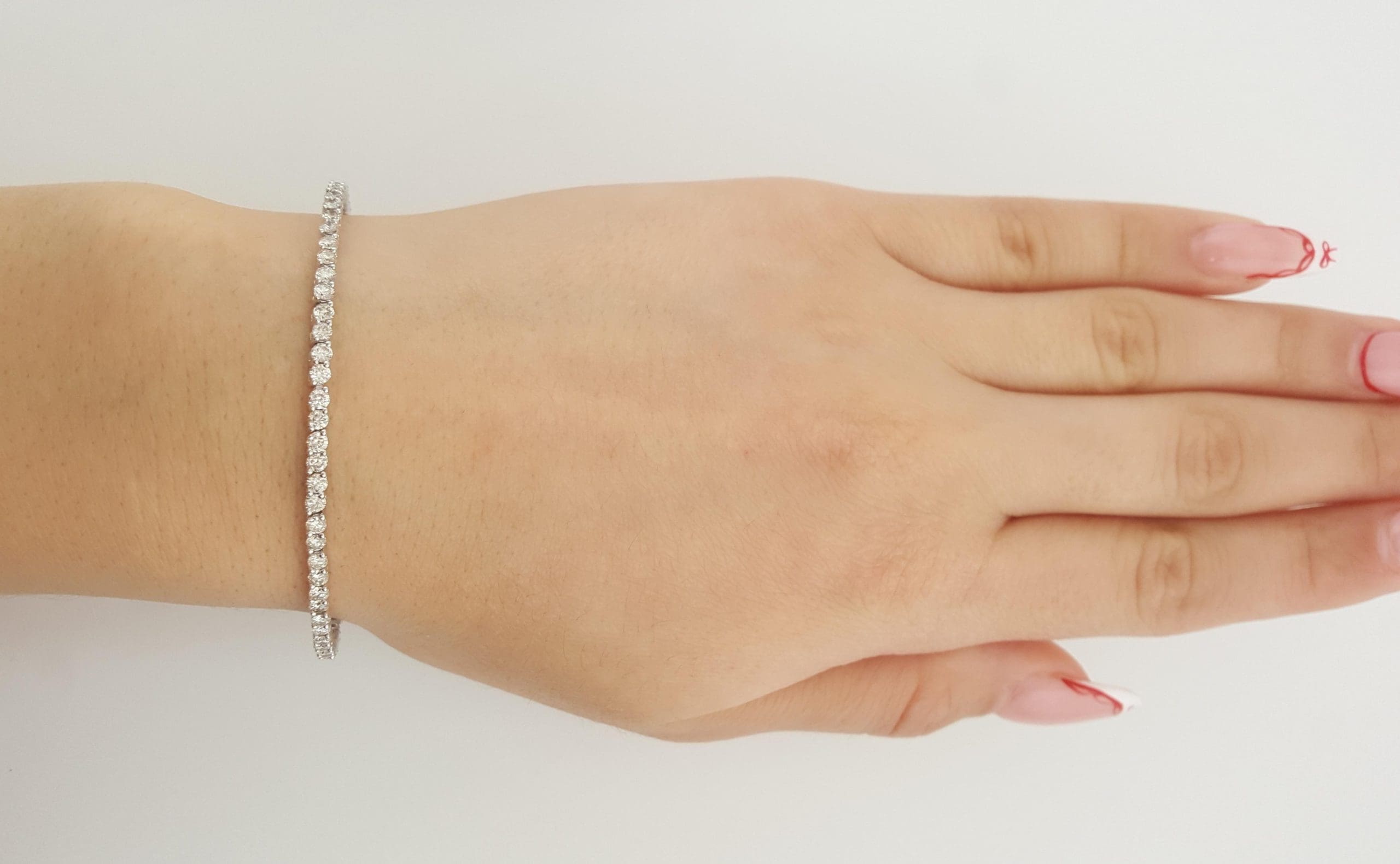 Round Brilliant Diamond Tennis Flex Bracelet 3 ct 14K White Gold 6.5" 2.3 mm