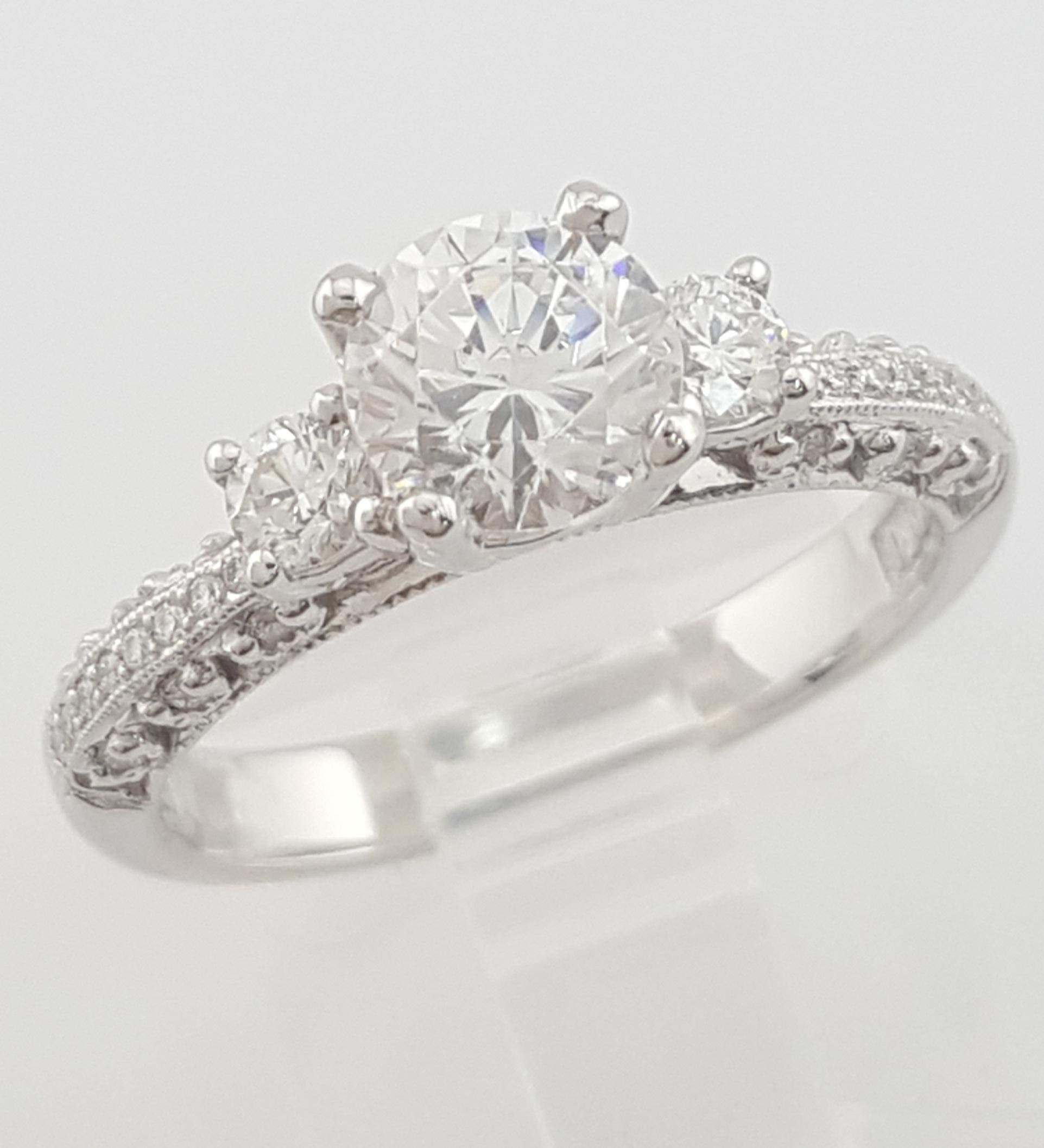 Tacori Crescent 3-Stone Semi-Mount Engagement Ring 0.31 ct Platinum Rtl $4,240