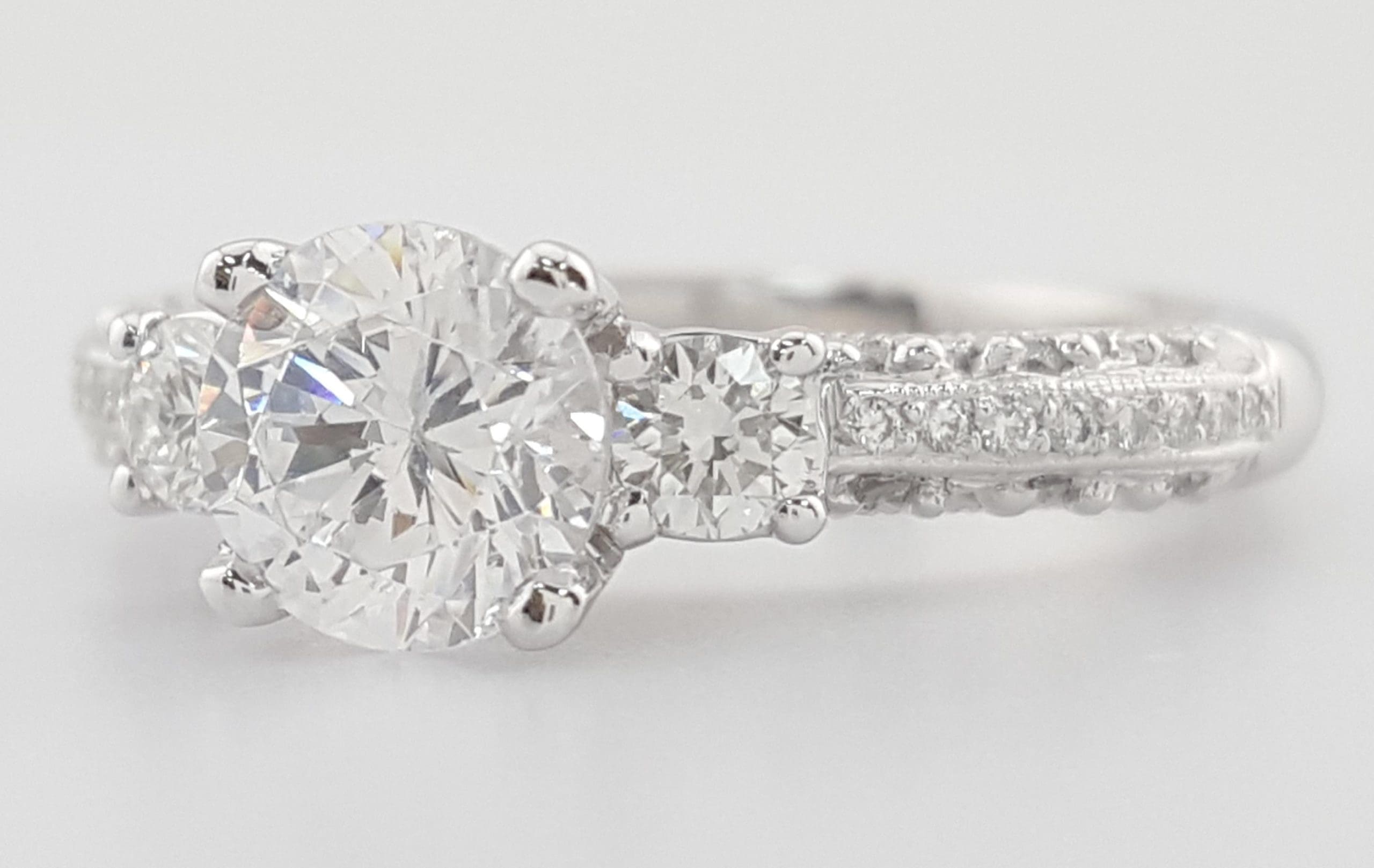 Tacori Crescent 3-Stone Semi-Mount Engagement Ring 0.31 ct Platinum Rtl $4,240