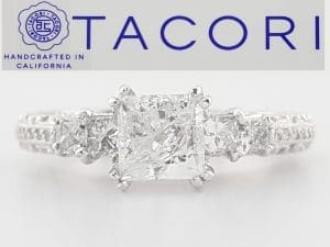 Tacori Princess Cut 0.41 ct Semi-Mount Platinum Engagement Ring Rtl $4,240