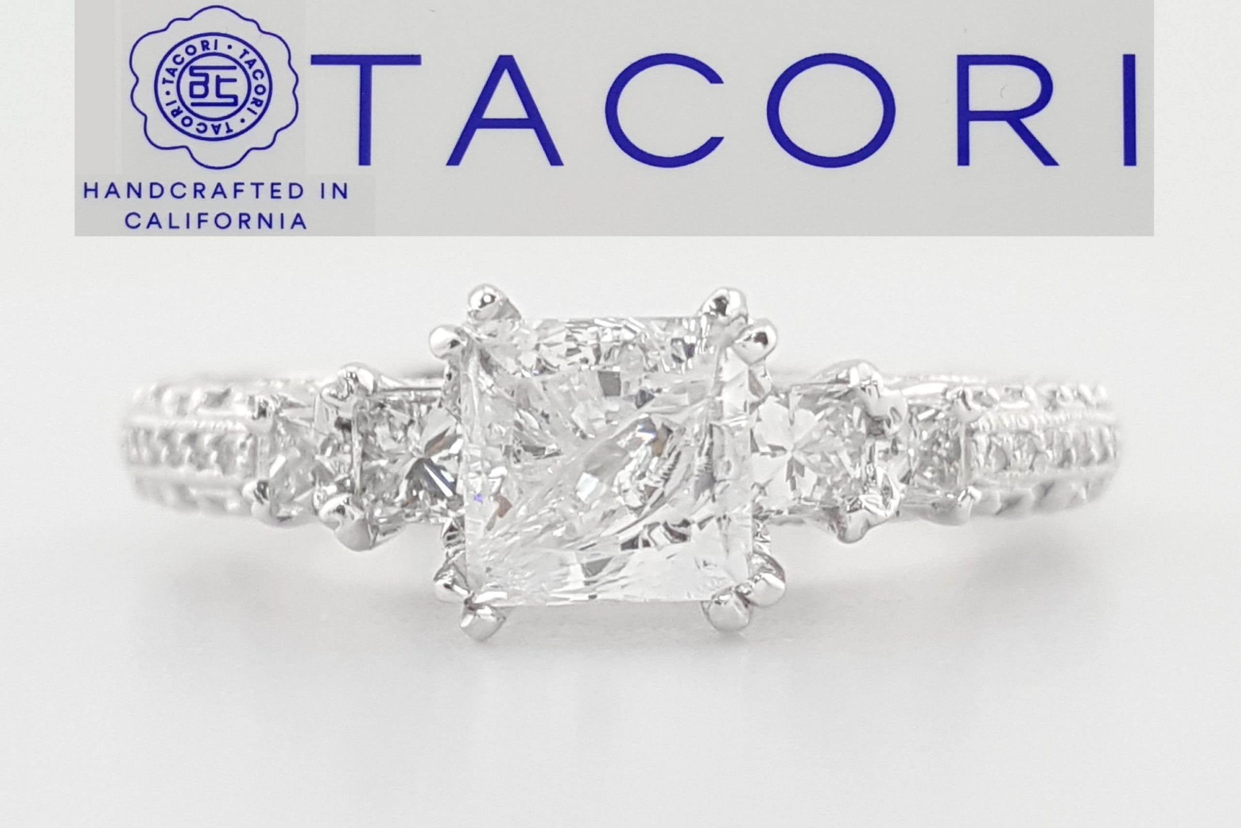 Tacori Princess Cut 0.41 ct Semi-Mount Platinum Engagement Ring Rtl $4,240