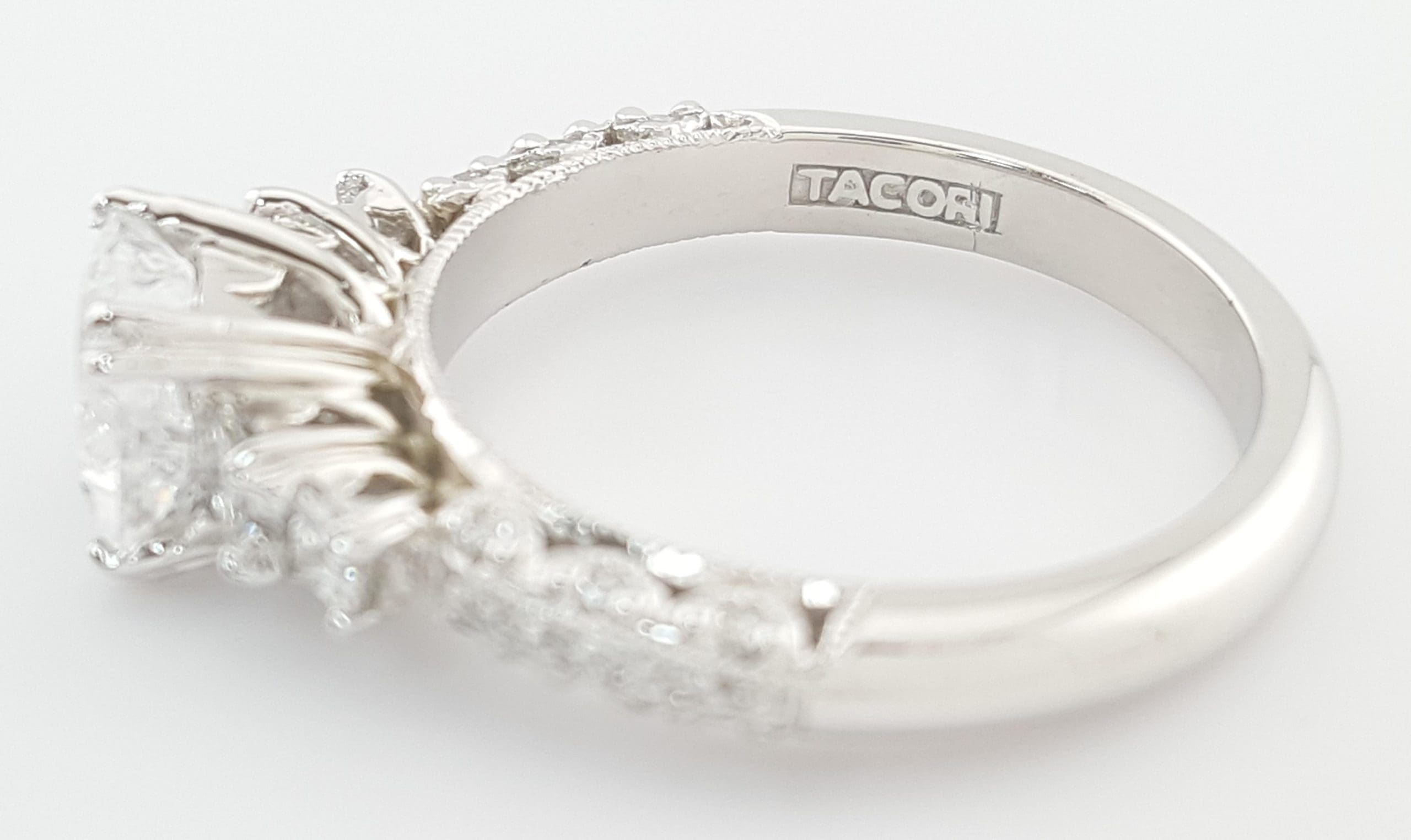 Tacori Princess Cut 0.41 ct Semi-Mount Platinum Engagement Ring Rtl $4,240