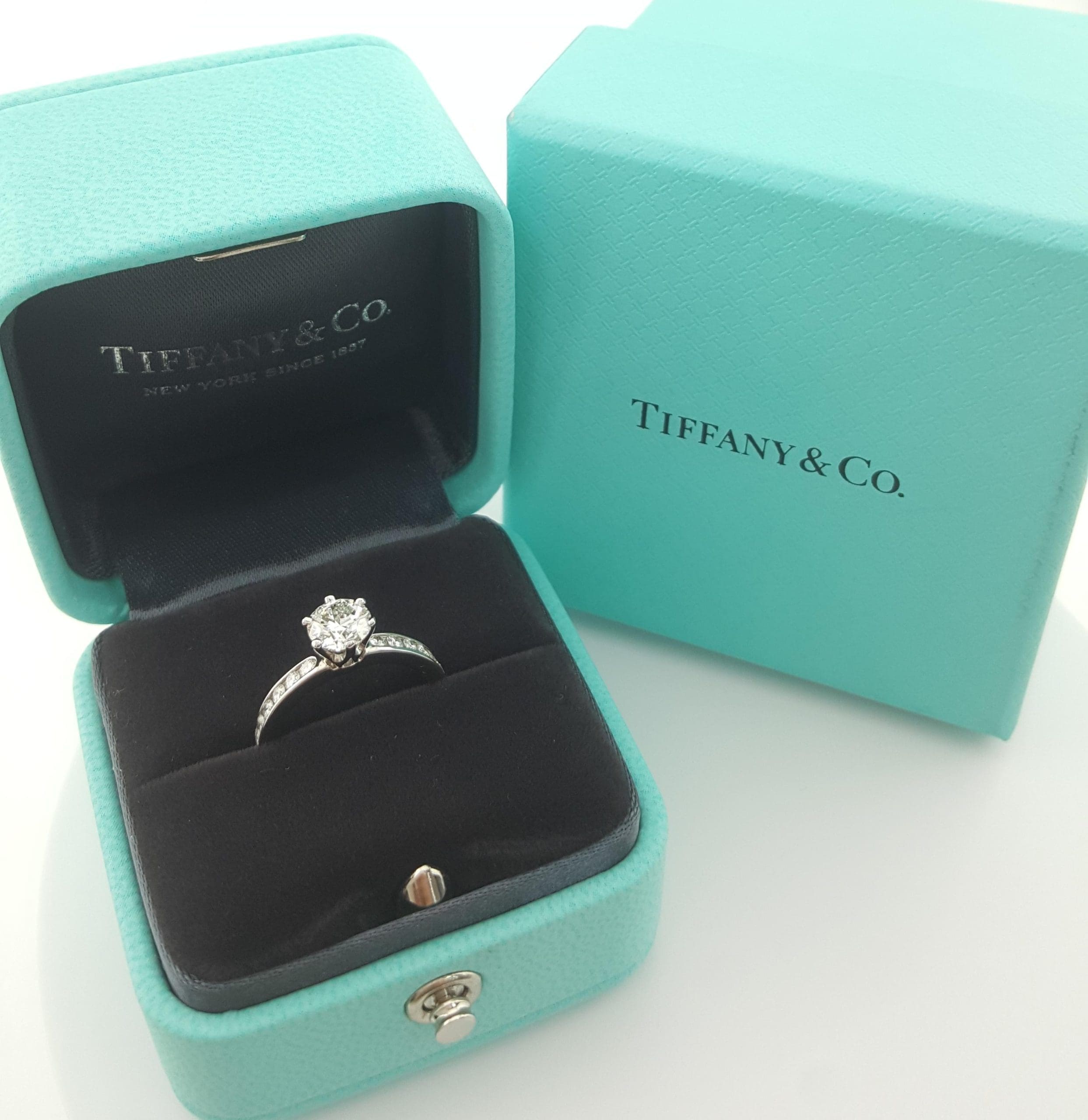 Tiffany & Co Round Diamond Channel Set Engagement Ring 0.85ct Platinum Rt $9,850