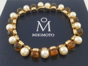 Mikimoto Akoya Pearl Golden Citrine Bracelet 18k Yellow Gold 29.5 Grams 7"