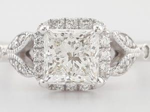 Canadian Mined Princess Diamond Halo Engagement Ring 1.36ct 14k W Gold Rtl $9.5K
