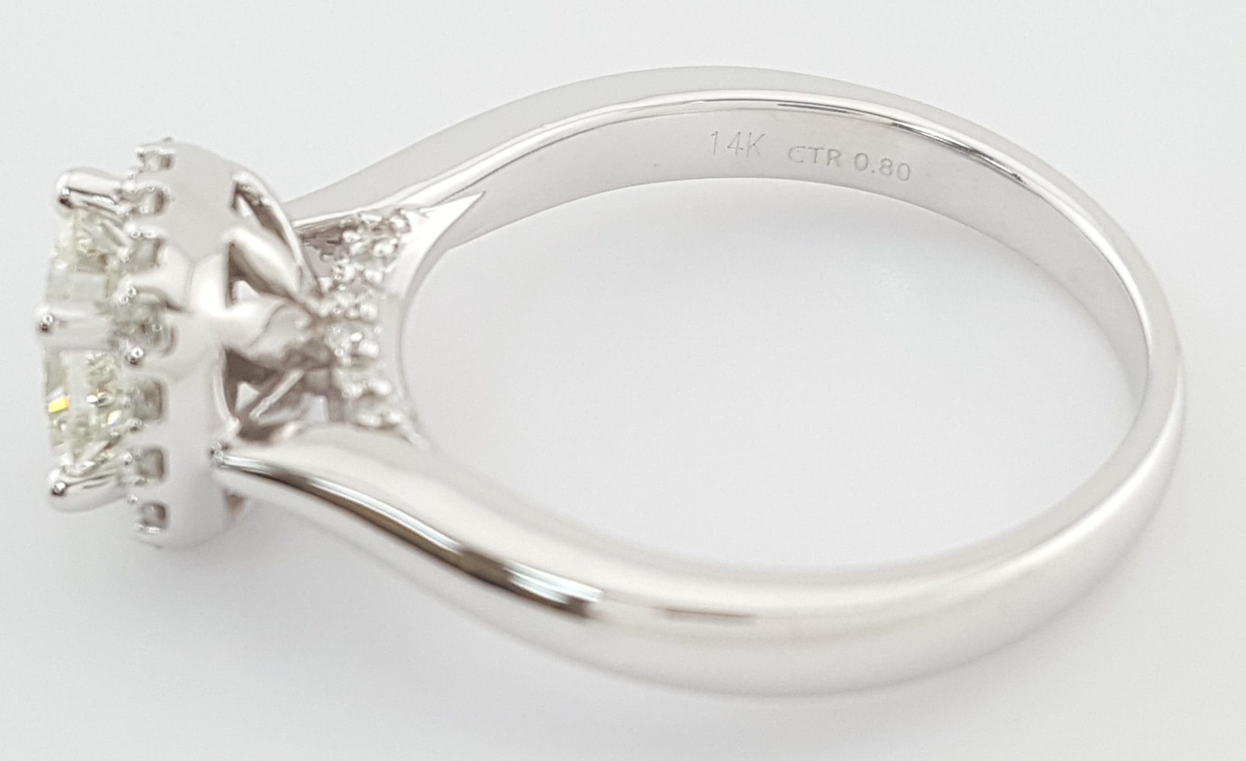 Princess Cut Diamond Halo Engagement Ring 1.1 ct 14K White Gold Retail $4,995