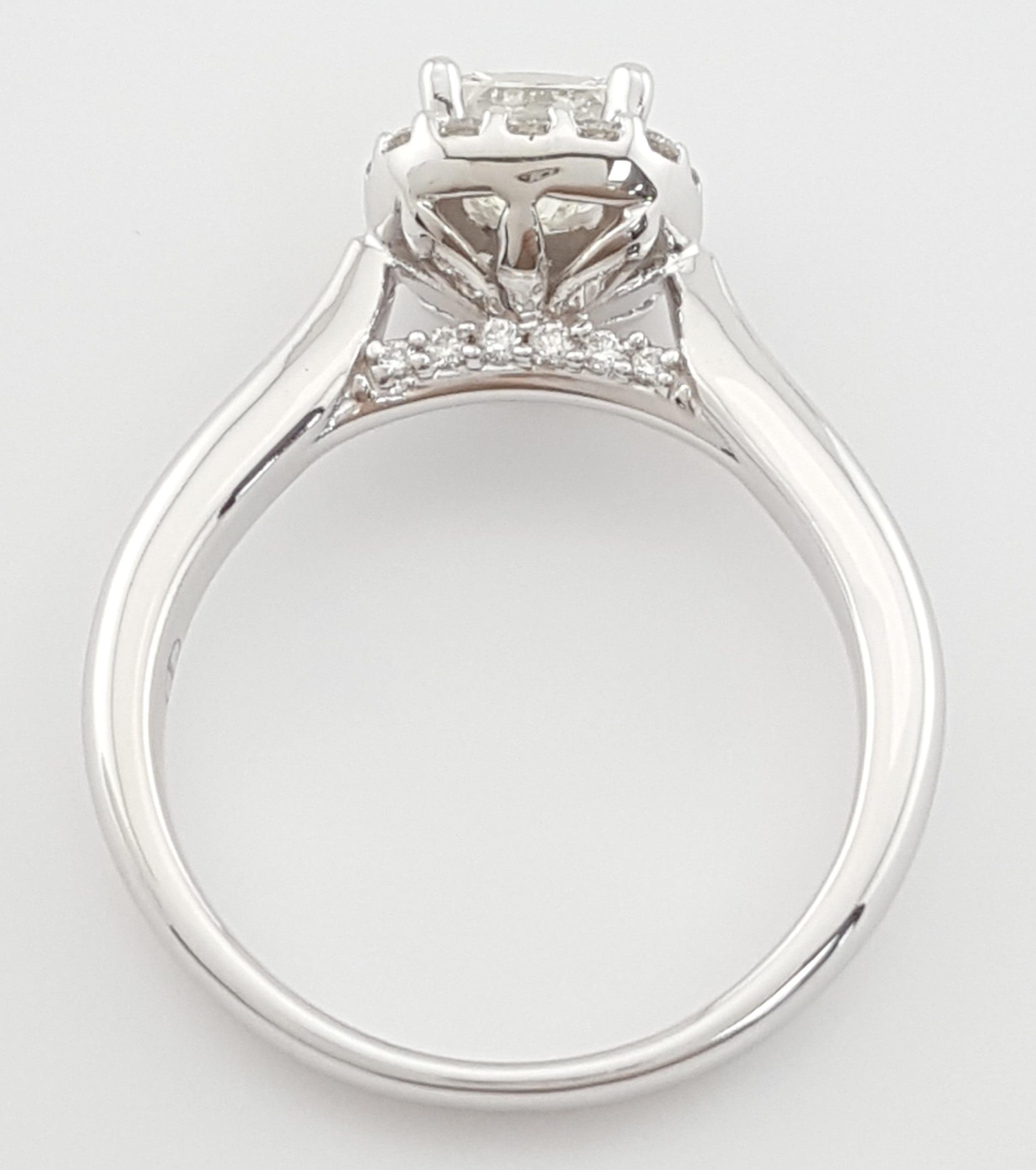 Princess Cut Diamond Halo Engagement Ring 1.1 ct 14K White Gold Retail $4,995