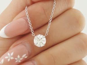 Natural Round Diamond Solitaire Necklace 1.5 ct 14K White Gold GIA Rtl $13.5K