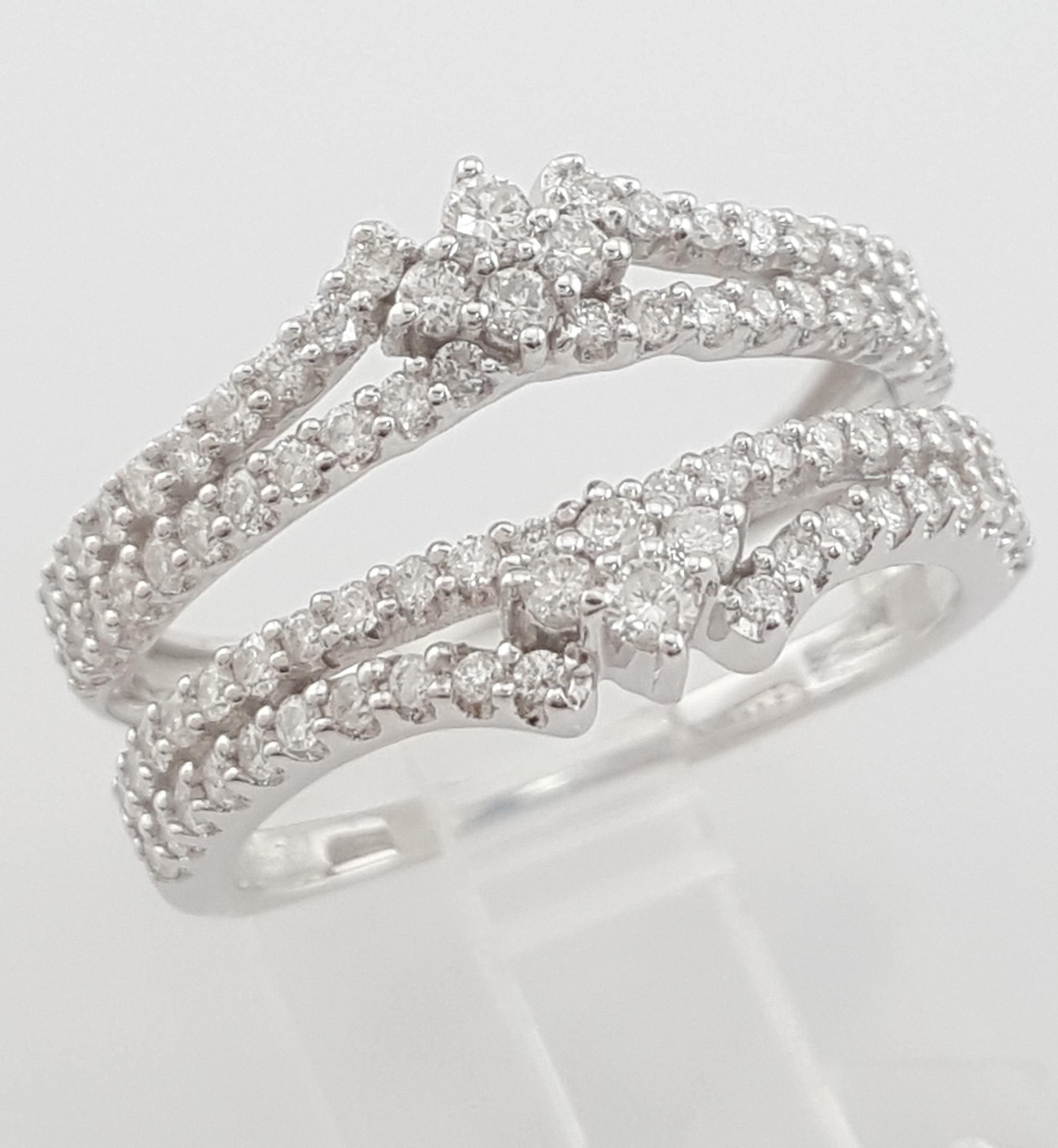Diamond 14K White Gold Wedding Band Enhancer Jacket 1 ct Retail $2,495
