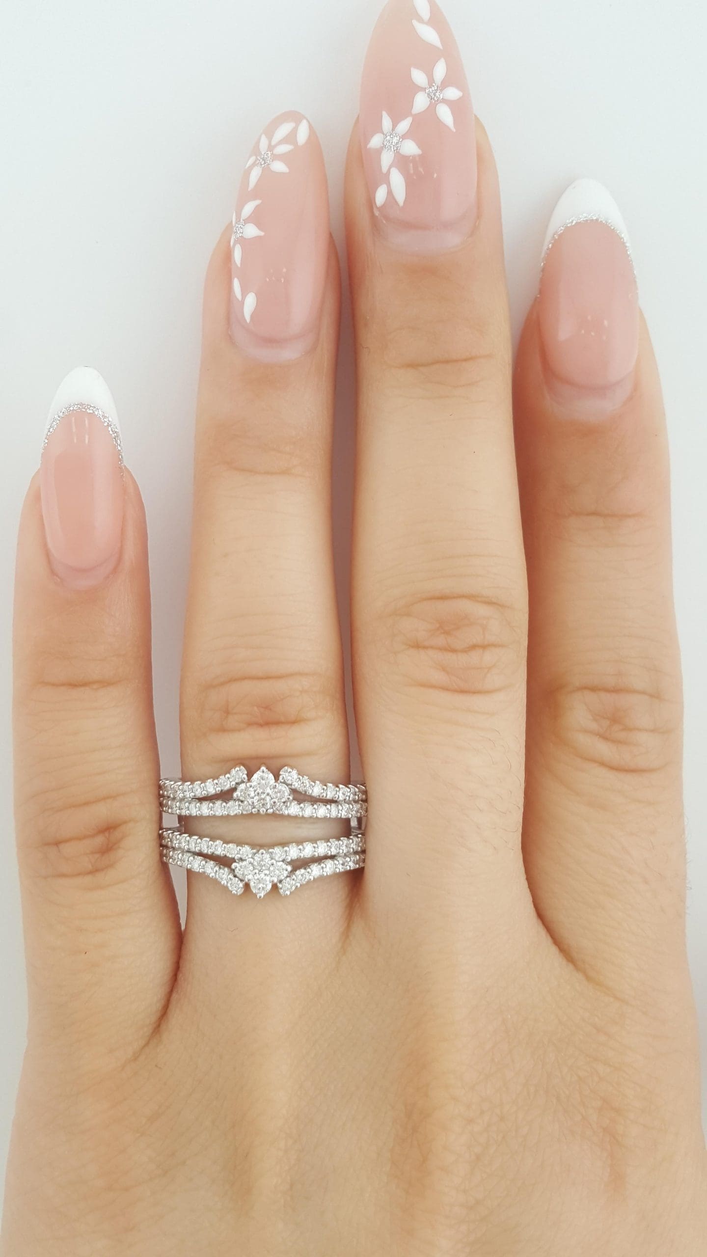 Diamond 14K White Gold Wedding Band Enhancer Jacket 1 ct Retail $2,495