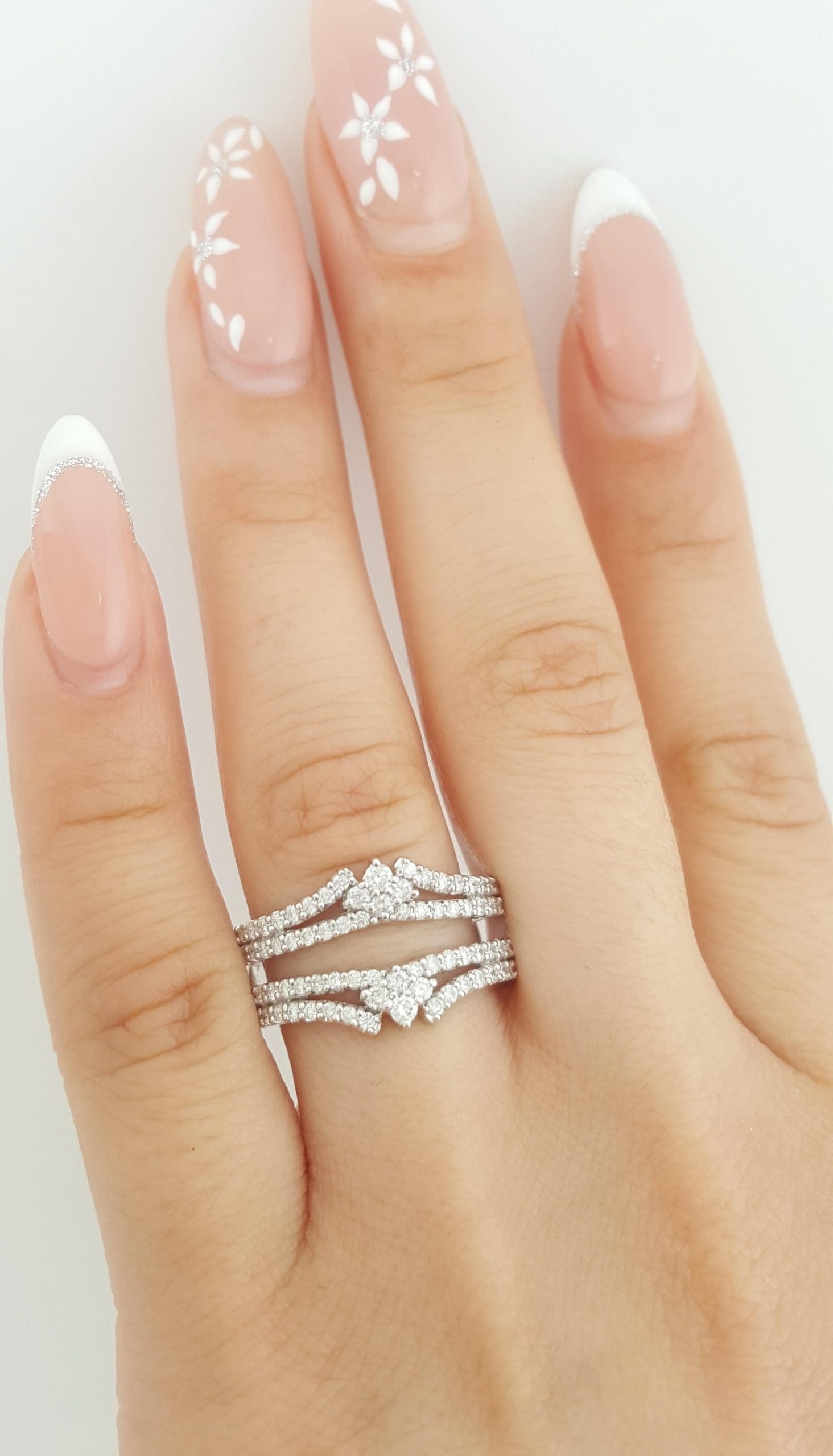 Diamond 14K White Gold Wedding Band Enhancer Jacket 1 ct Retail $2,495