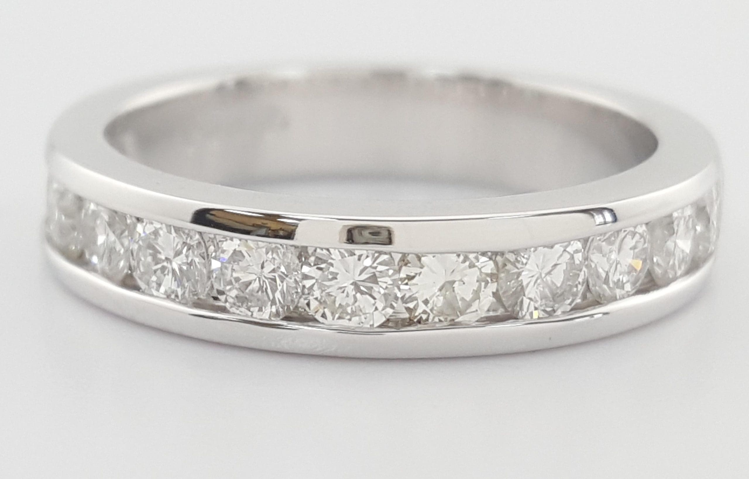 Channel Set Round Diamond Platinum Wedding Band 1 ct 4.2 mm Retail $4K