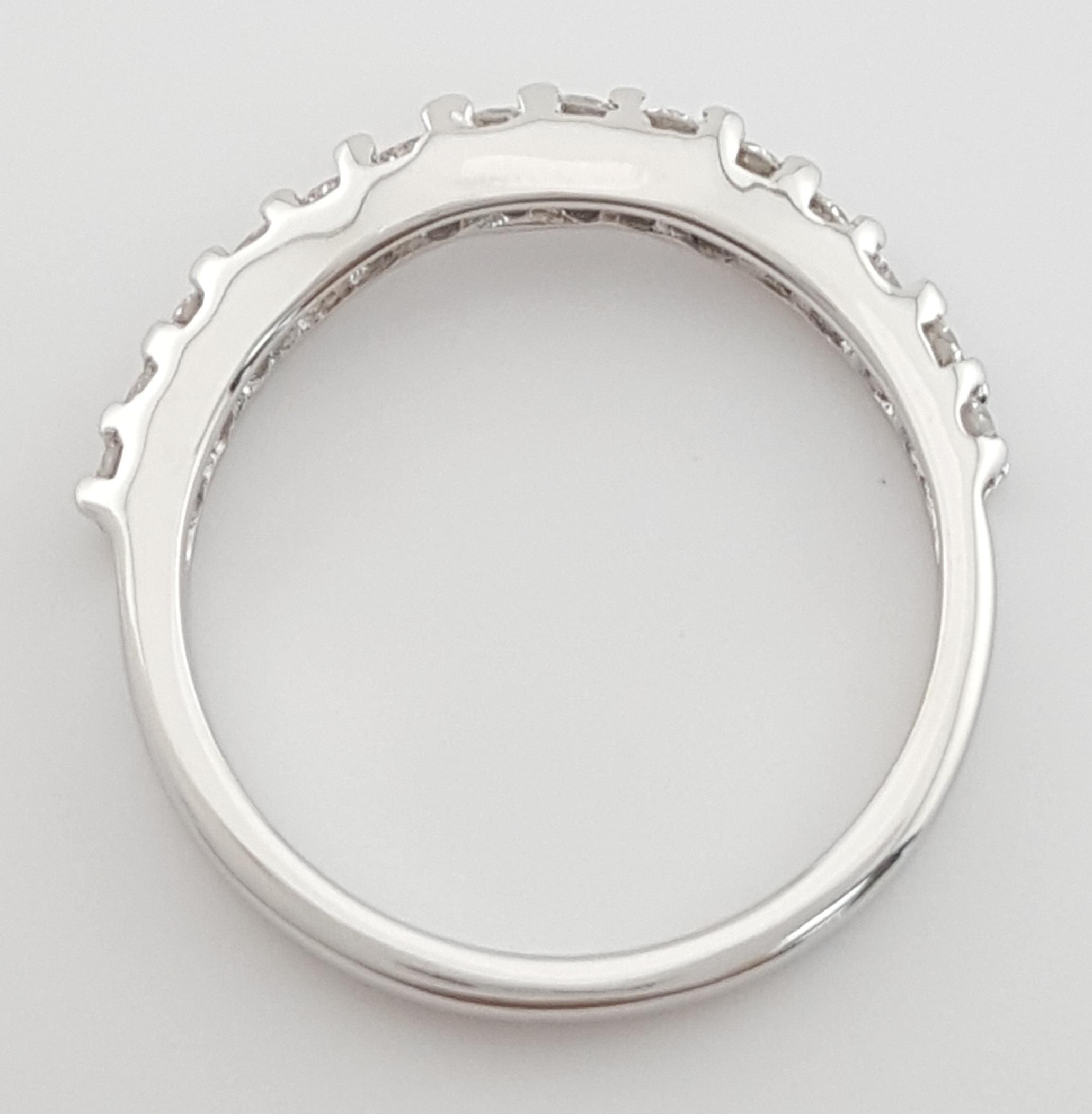 Round Diamond Curve Wedding Band 0.4 ct 14k White Gold Half Circle 2.3 mm