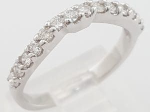 Round Diamond Curve Wedding Band 0.4 ct 14k White Gold Half Circle 2.3 mm