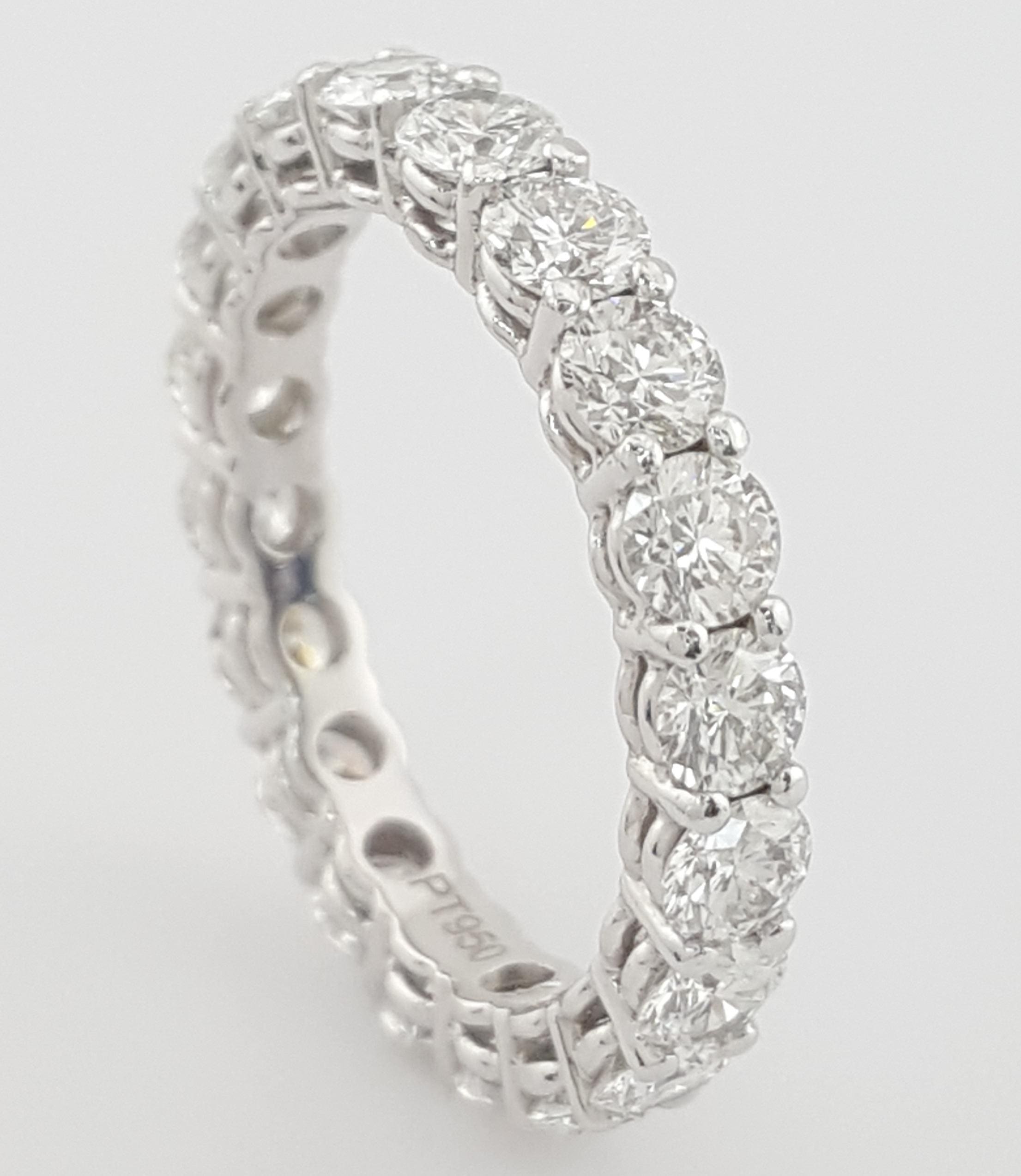 Round Diamond Full Circle Eternity Wedding Band Ring 2 ct 3 mm Platinum Rtl $6K