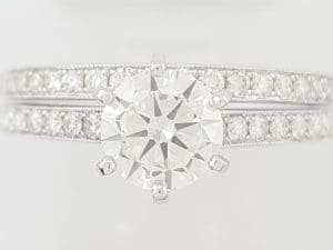 Round Brilliant Diamond Engagement Ring Set 1.36 ct 14k White Gold Retail $8K