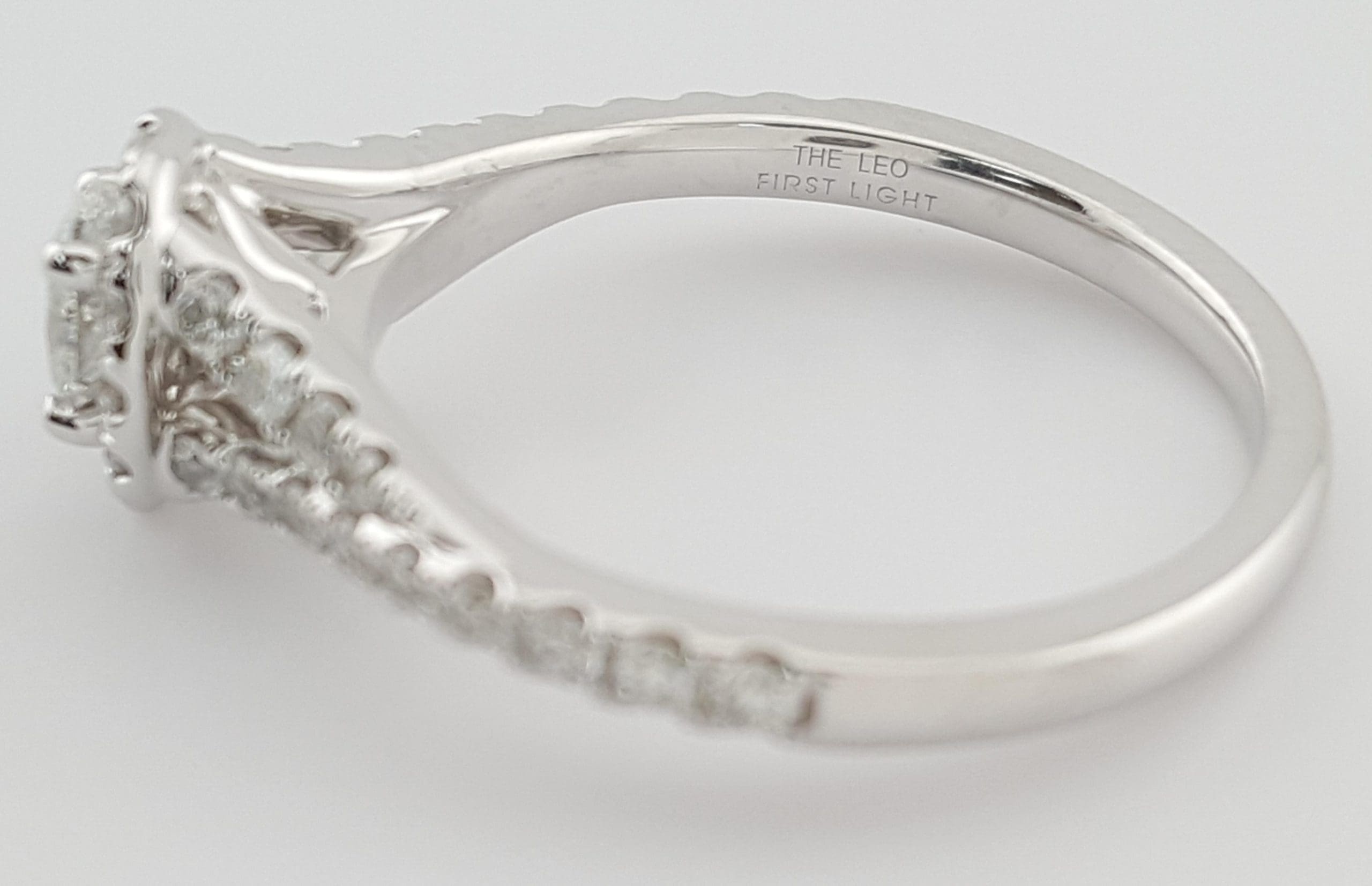 The Leo First Light Oval Diamond Halo Engagement Ring 0.75 ct 14K White Gold