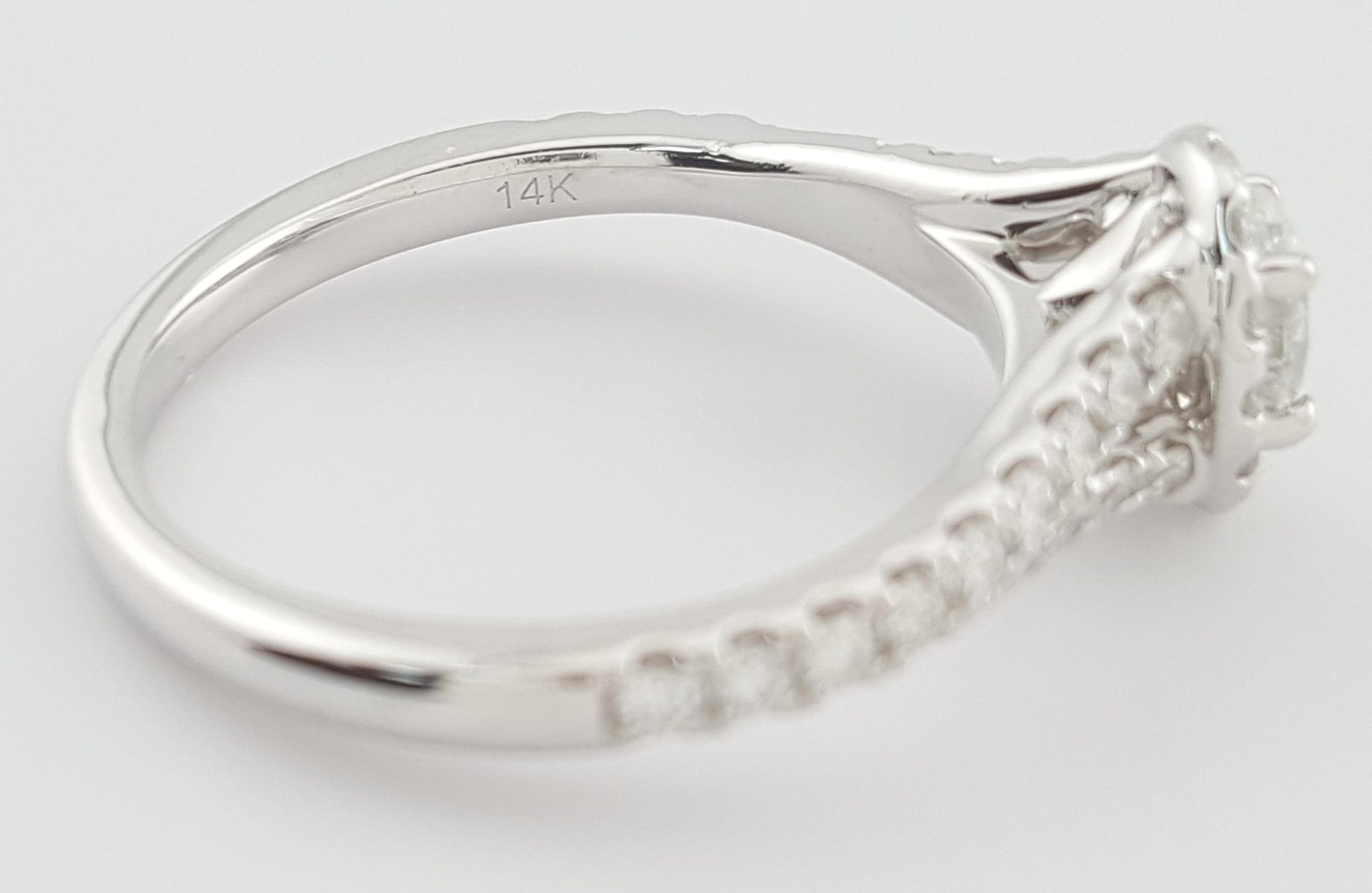 The Leo First Light Oval Diamond Halo Engagement Ring 0.75 ct 14K White Gold