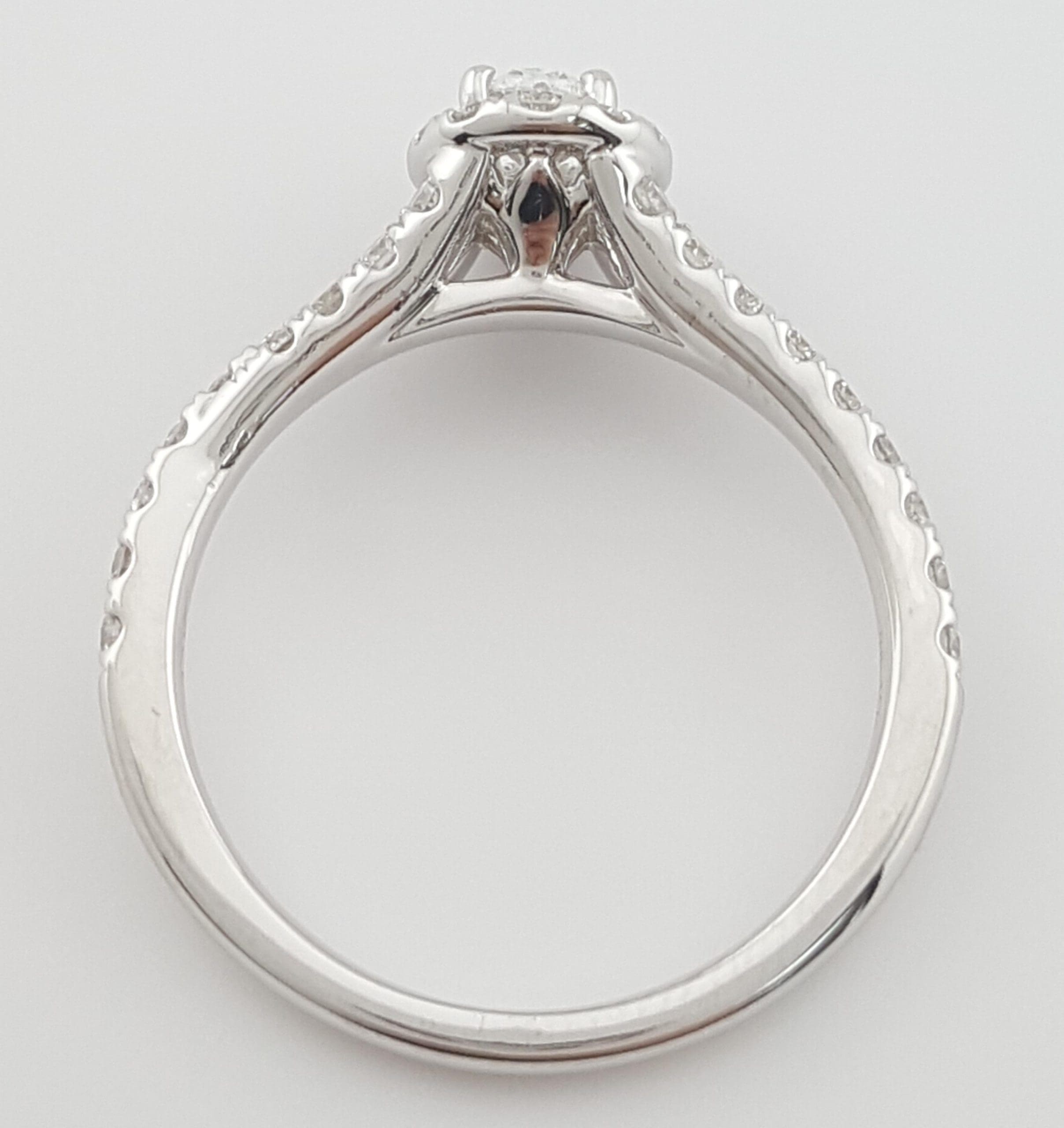 The Leo First Light Oval Diamond Halo Engagement Ring 0.75 ct 14K White Gold