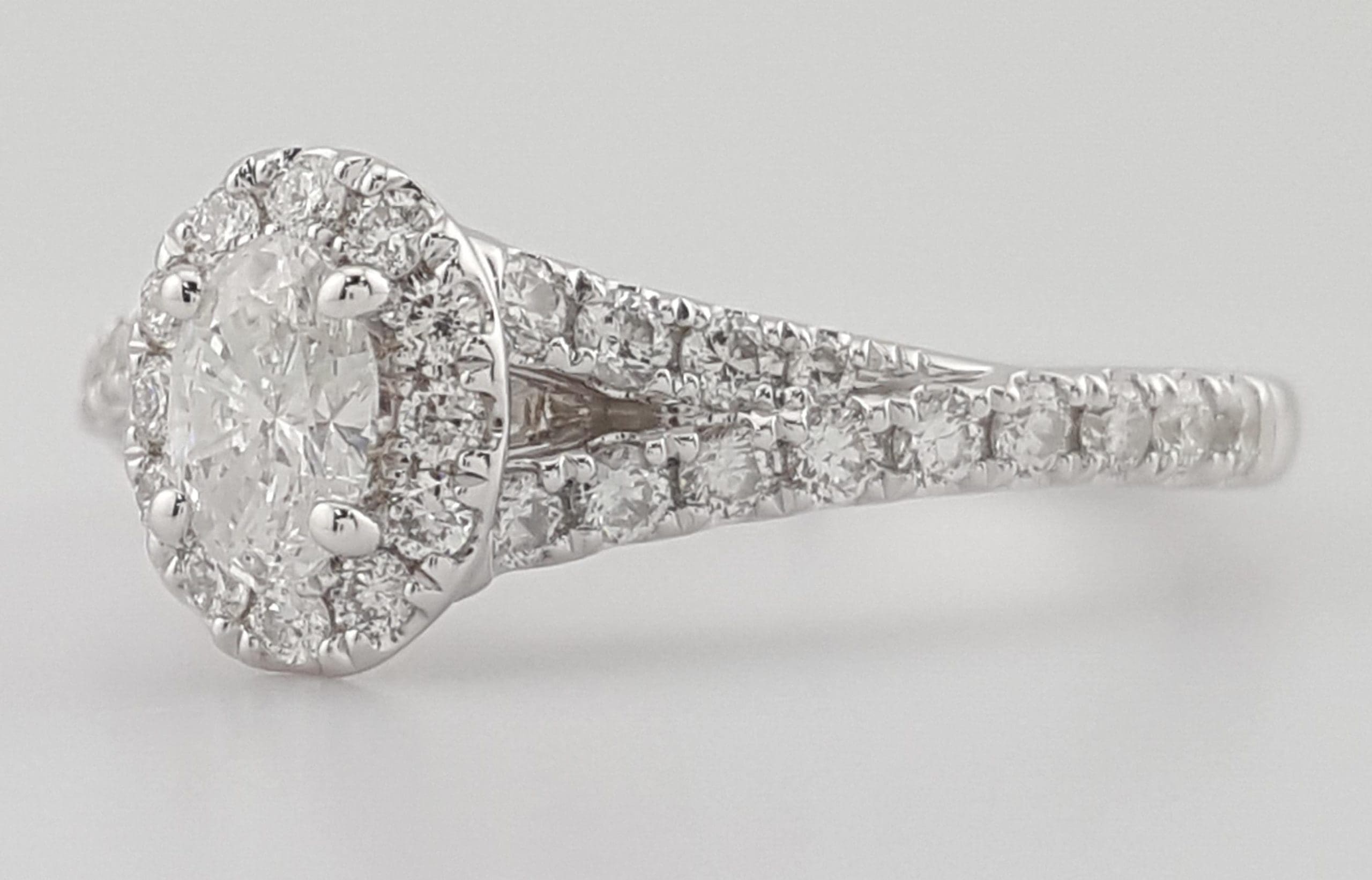 The Leo First Light Oval Diamond Halo Engagement Ring 0.75 ct 14K White Gold