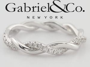 Gabriel & Co Round Brilliant Diamond Twisted Wedding Band 0.14 ct 14k Rtl $2,050