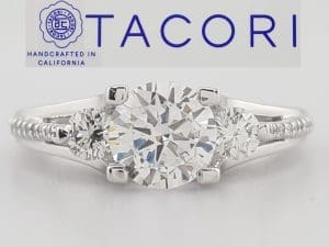 Tacori Round Semi-Mount Three Stone 67295 Engagement Ring 0.5 ct 18k Gold $4,580