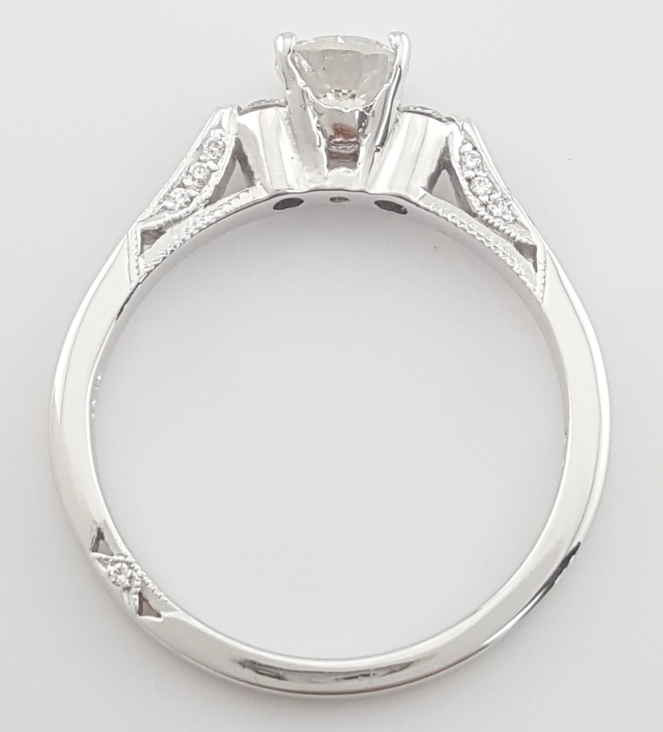 Tacori Round Diamond Three Stone Engagement Ring 0.68 ct 18k White Gold $4,580