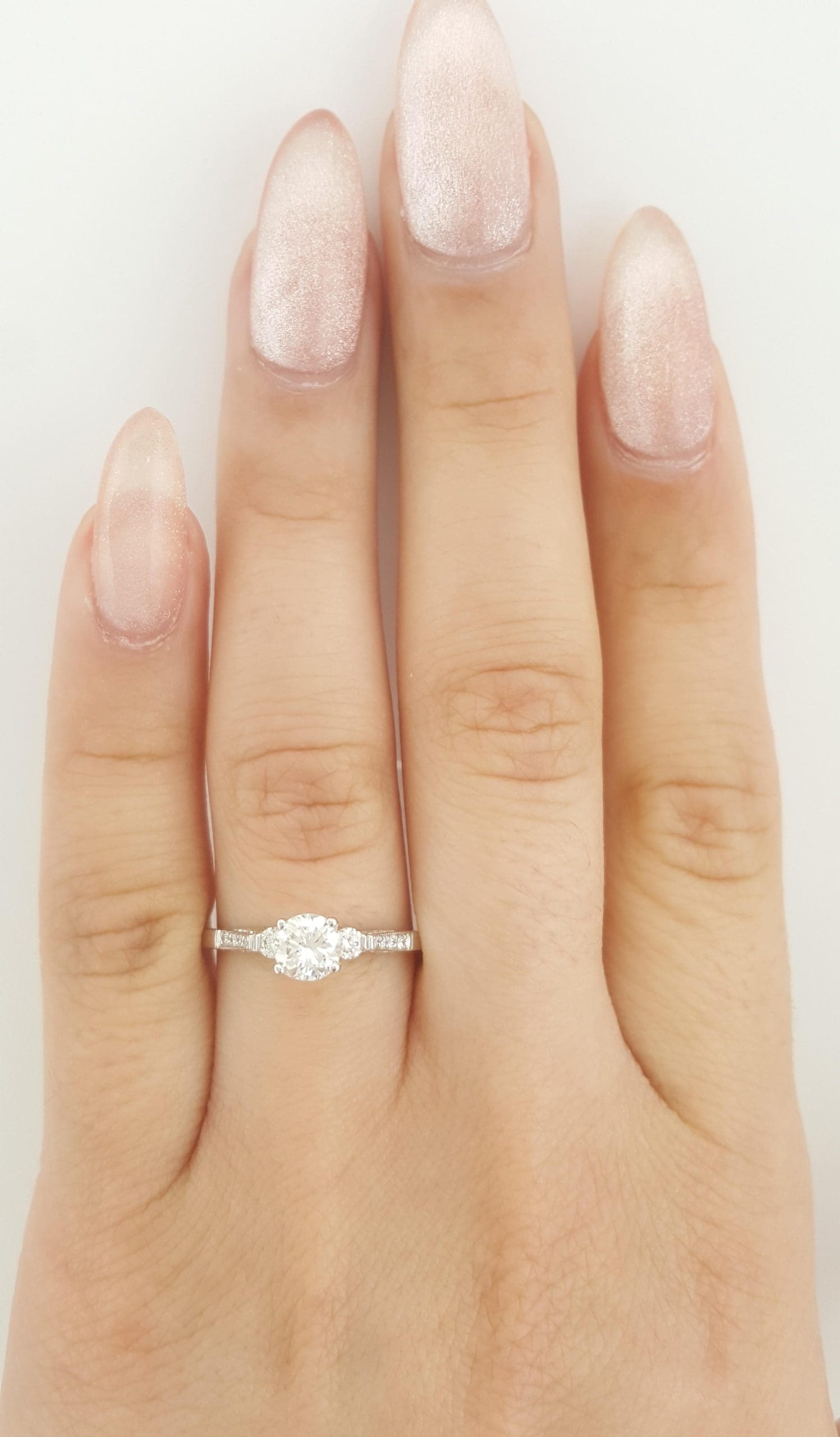 Tacori Round Diamond Three Stone Engagement Ring 0.68 ct 18k White Gold $4,580