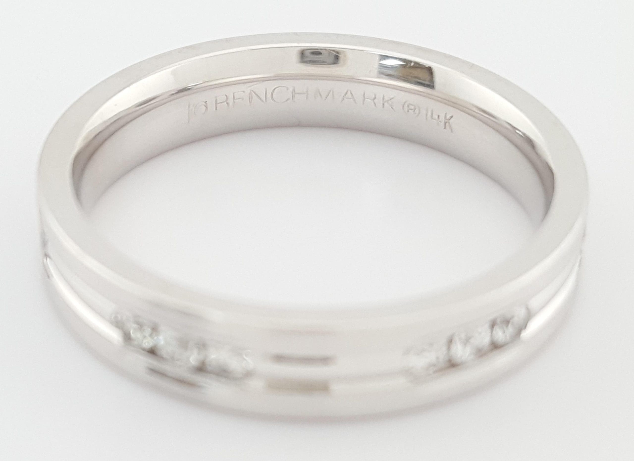 Benchmark Round Diamond White Gold Wedding Band Ring 0.36 ct 14K 4mm