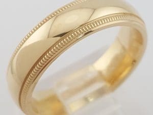 Benchmark Milgrain Edge Wedding Band 14k Yellow Gold 5 mm 5.3 grams Size 5