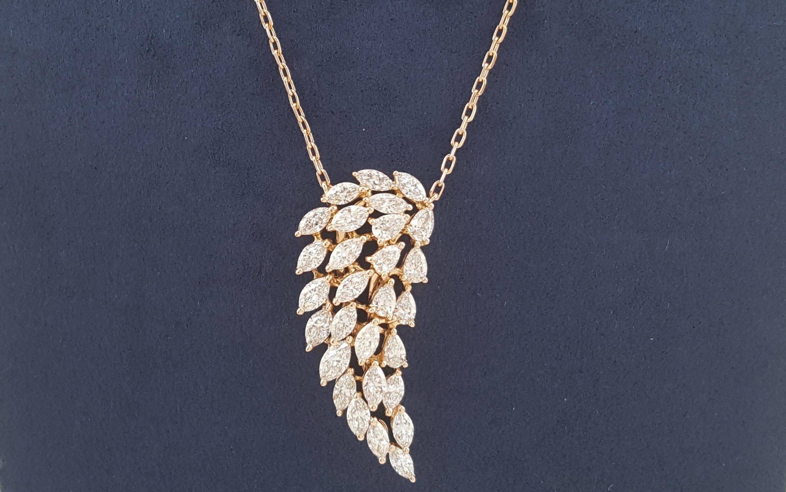 Messika Marquise Pear Diamond Angel Necklace 17" 2.1 ct 18k Rose Gold Rt $19,597