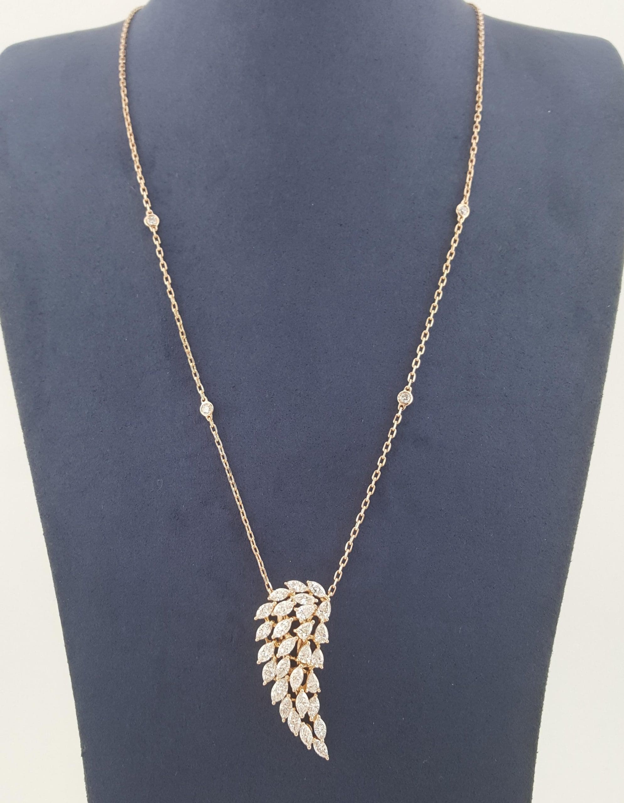 Messika Marquise Pear Diamond Angel Necklace 17" 2.1 ct 18k Rose Gold Rt $19,597