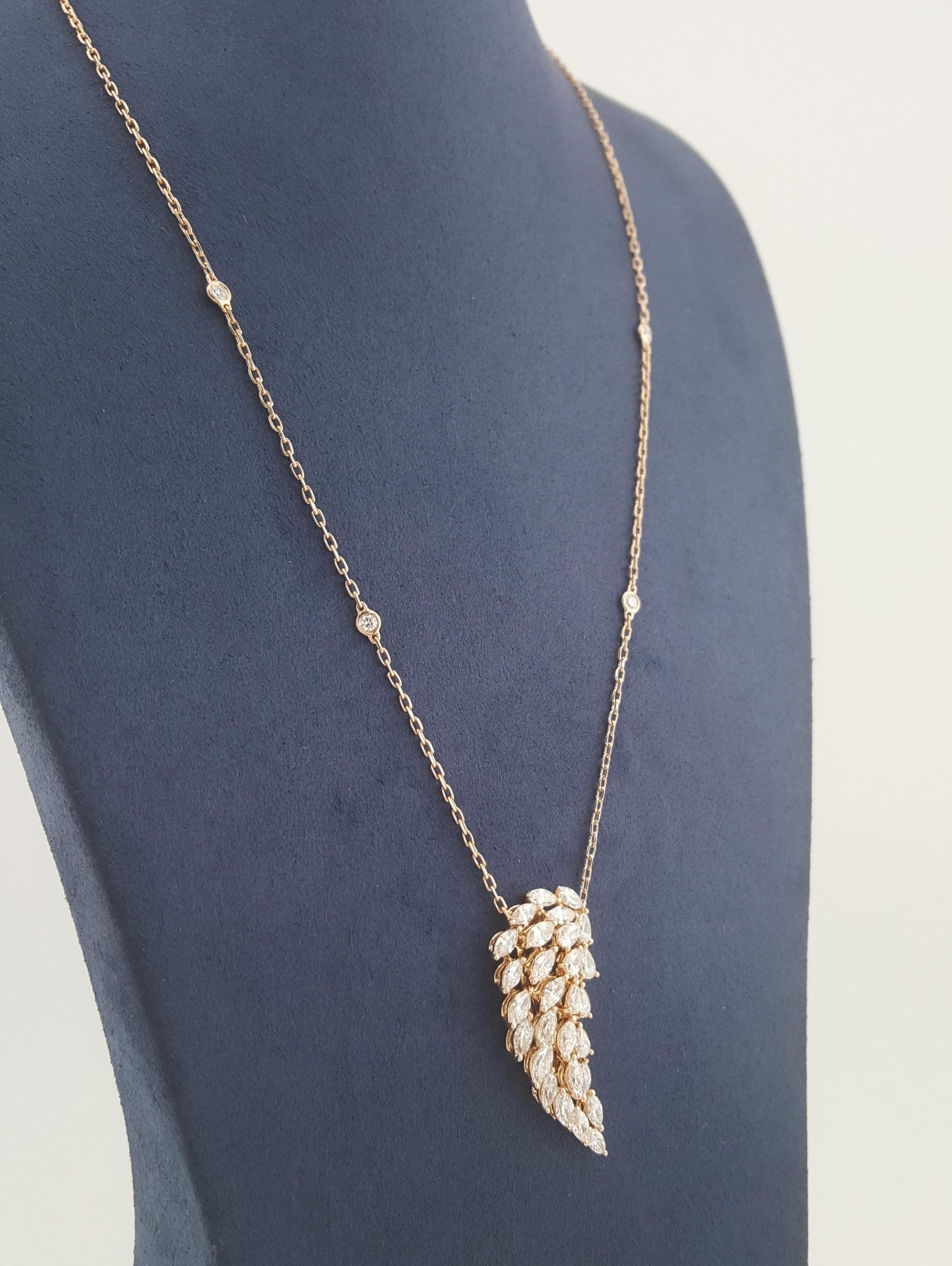 Messika Marquise Pear Diamond Angel Necklace 17" 2.1 ct 18k Rose Gold Rt $19,597