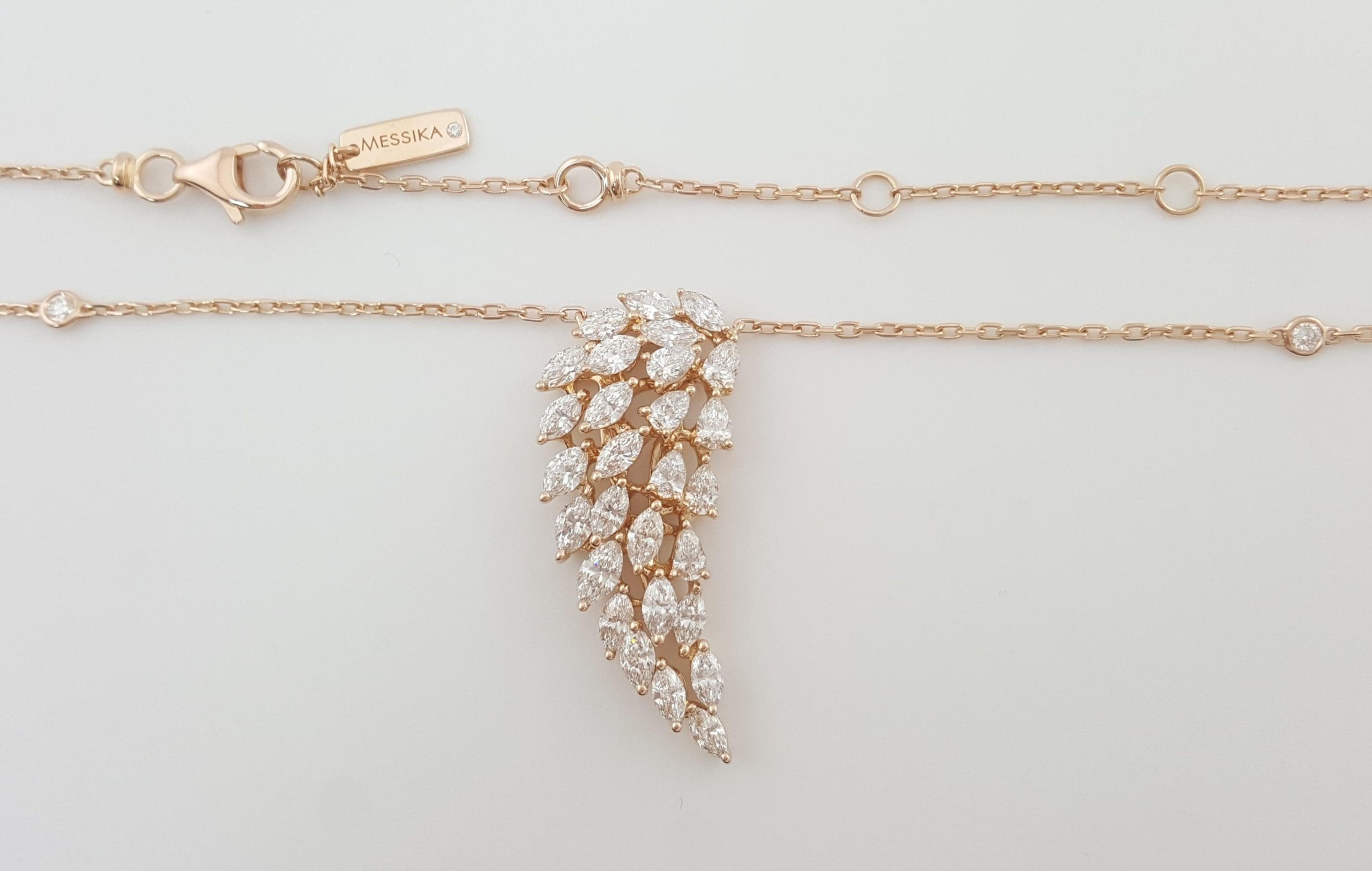 Messika Marquise Pear Diamond Angel Necklace 17" 2.1 ct 18k Rose Gold Rt $19,597