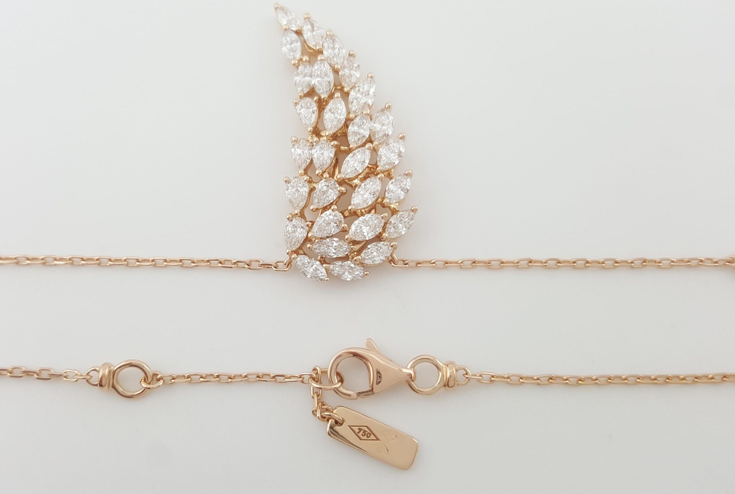 Messika Marquise Pear Diamond Angel Necklace 17" 2.1 ct 18k Rose Gold Rt $19,597