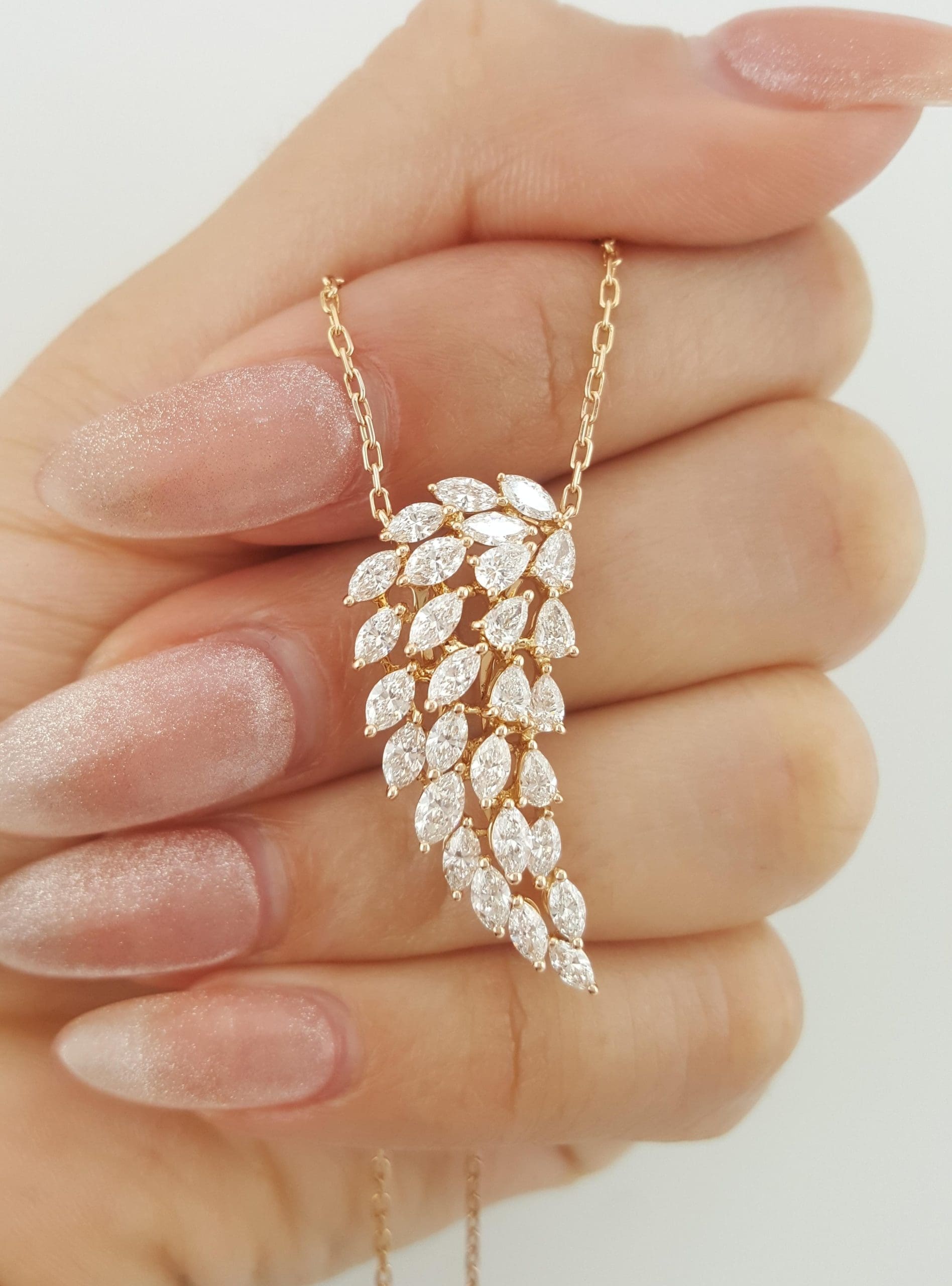 Messika Marquise Pear Diamond Angel Necklace 17" 2.1 ct 18k Rose Gold Rt $19,597