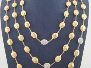 Marco Bicego Siviglia Diamond Station Necklace 18K Gold 49.5" 0.87 ct 52 Grams