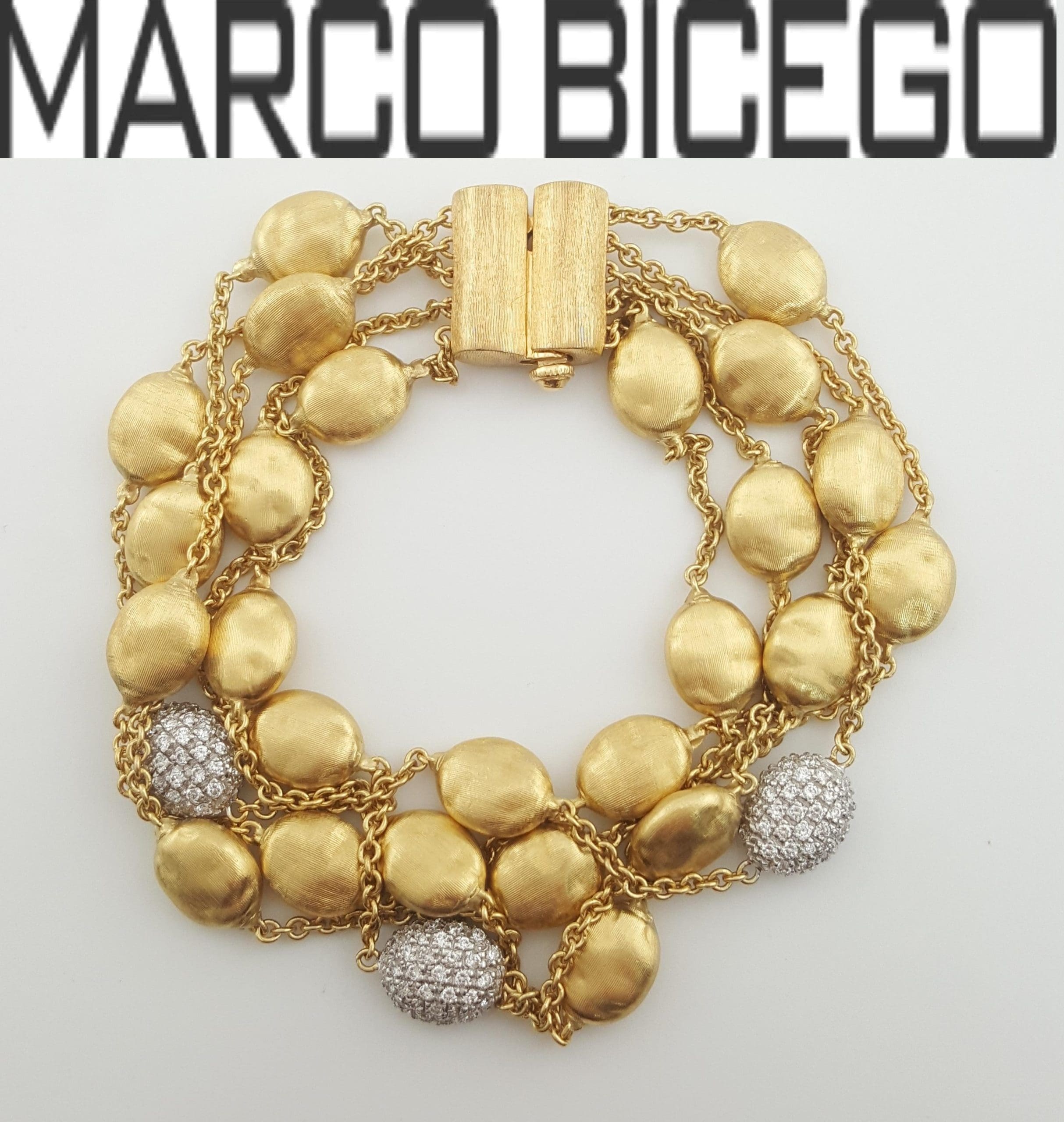 Marco Bicego 5-Strand Siviglia Diamond 18K Gold Bracelet 1.48 ct 38.5 Grams