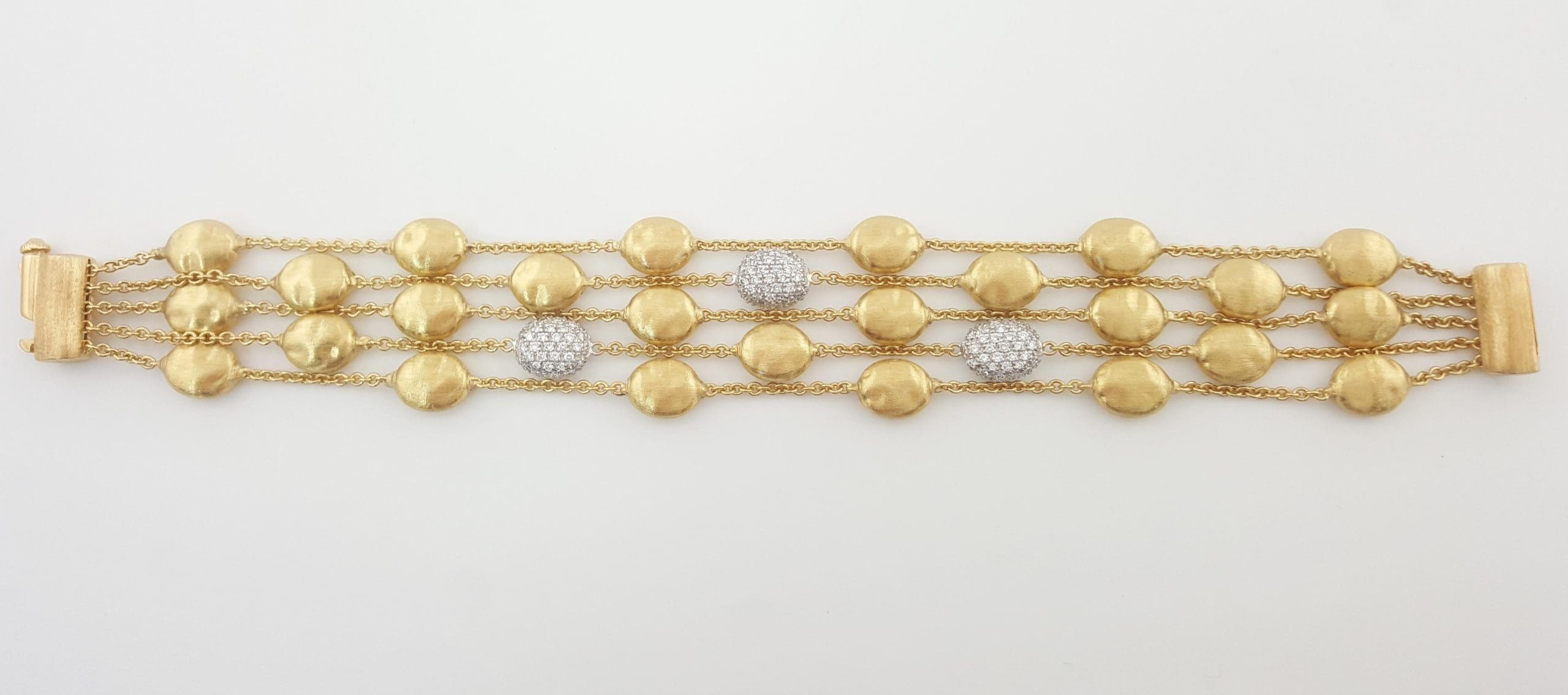 Marco Bicego 5-Strand Siviglia Diamond 18K Gold Bracelet 1.48 ct 38.5 Grams