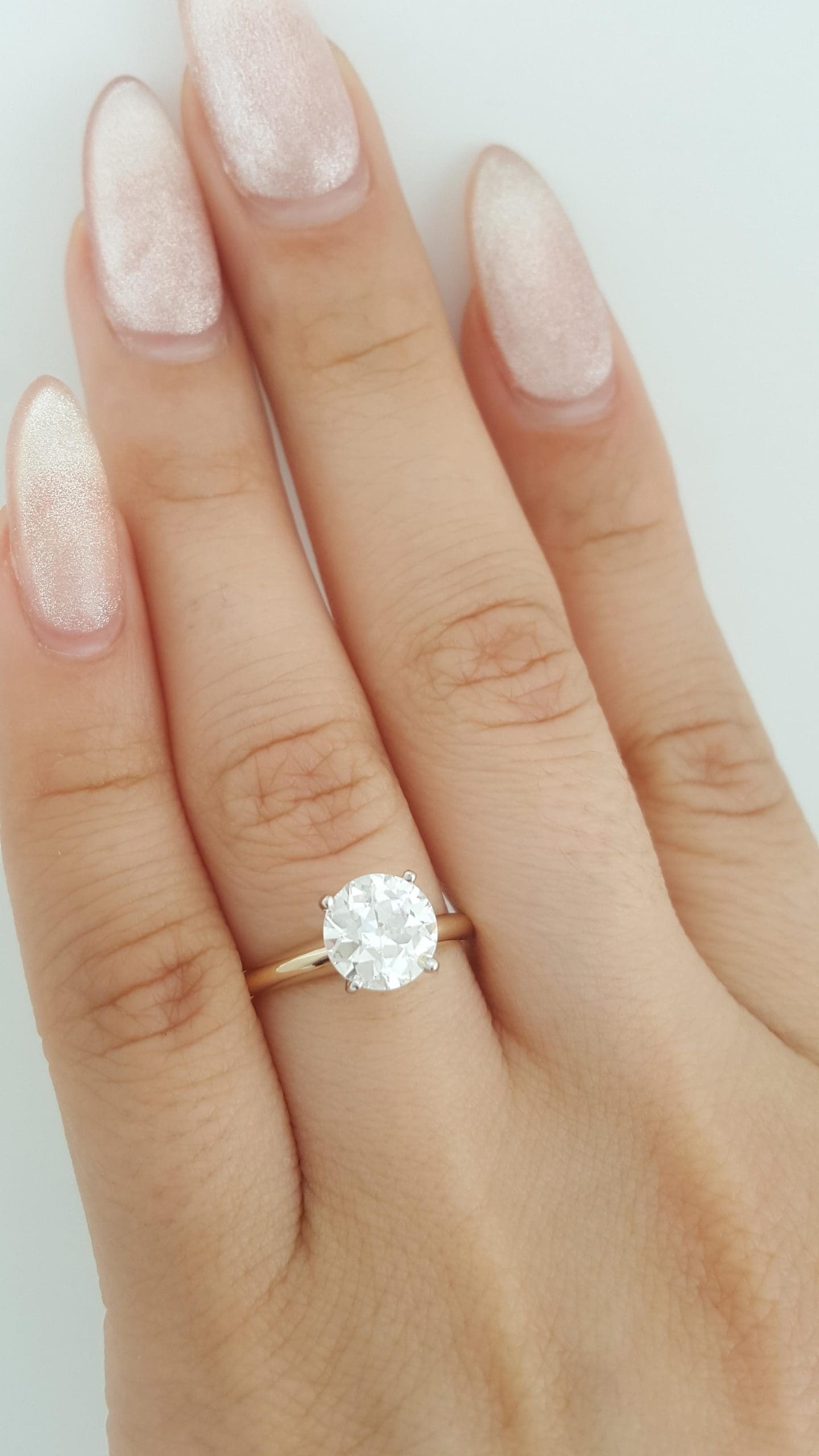 Antique Old European Diamond Solitaire Engagement Ring 1.41 ct 14k 2-Tone Gold