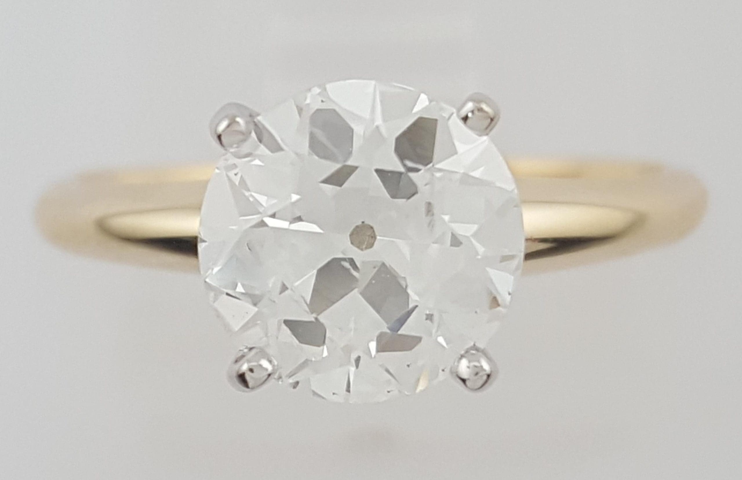 Antique Old European Diamond Solitaire Engagement Ring 1.41 ct 14k 2-Tone Gold
