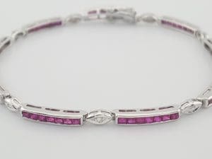 Ruby & Diamond 18k White Gold Bracelet 2 ct 7.25" Retail $4,495