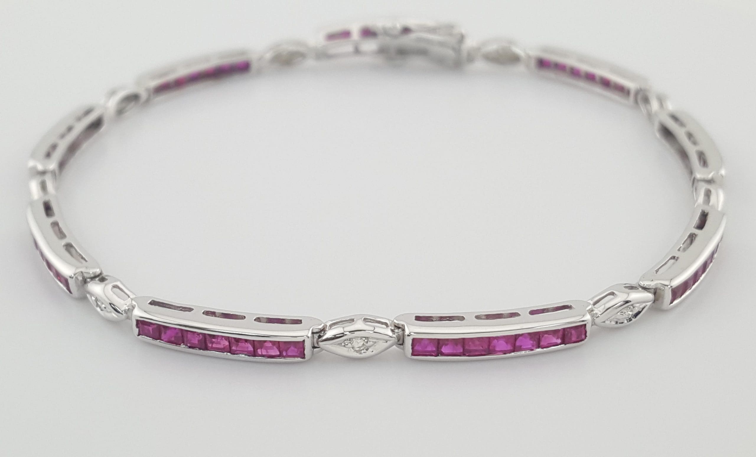 Ruby & Diamond 18k White Gold Bracelet 2 ct 7.25" Retail $4,495