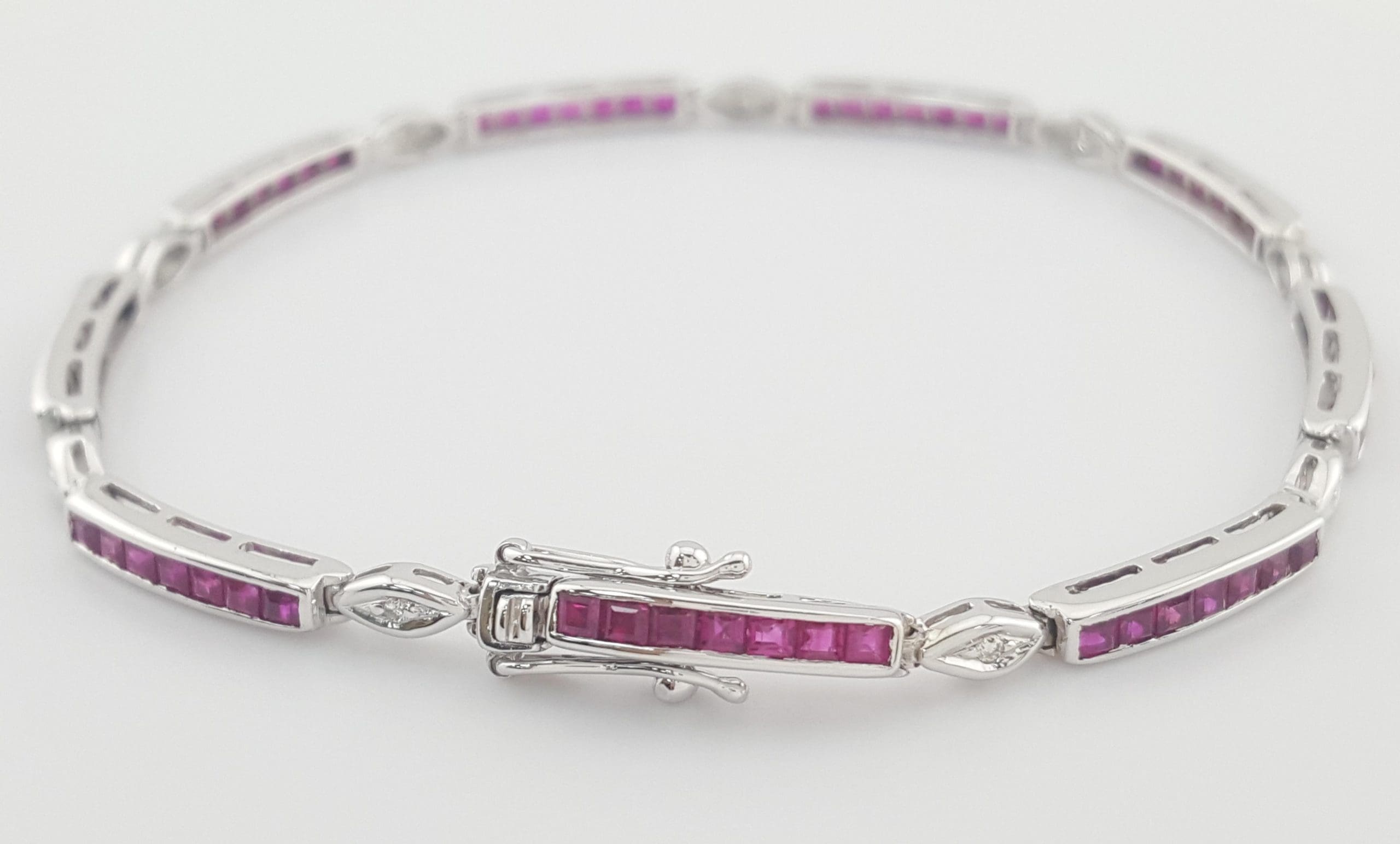 Ruby & Diamond 18k White Gold Bracelet 2 ct 7.25" Retail $4,495