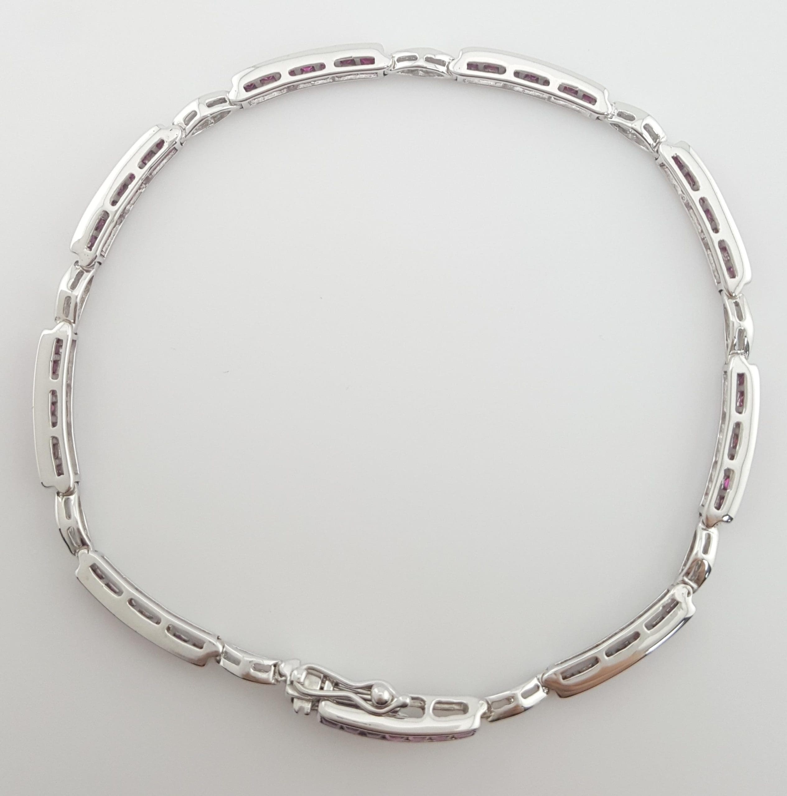 Ruby & Diamond 18k White Gold Bracelet 2 ct 7.25" Retail $4,495