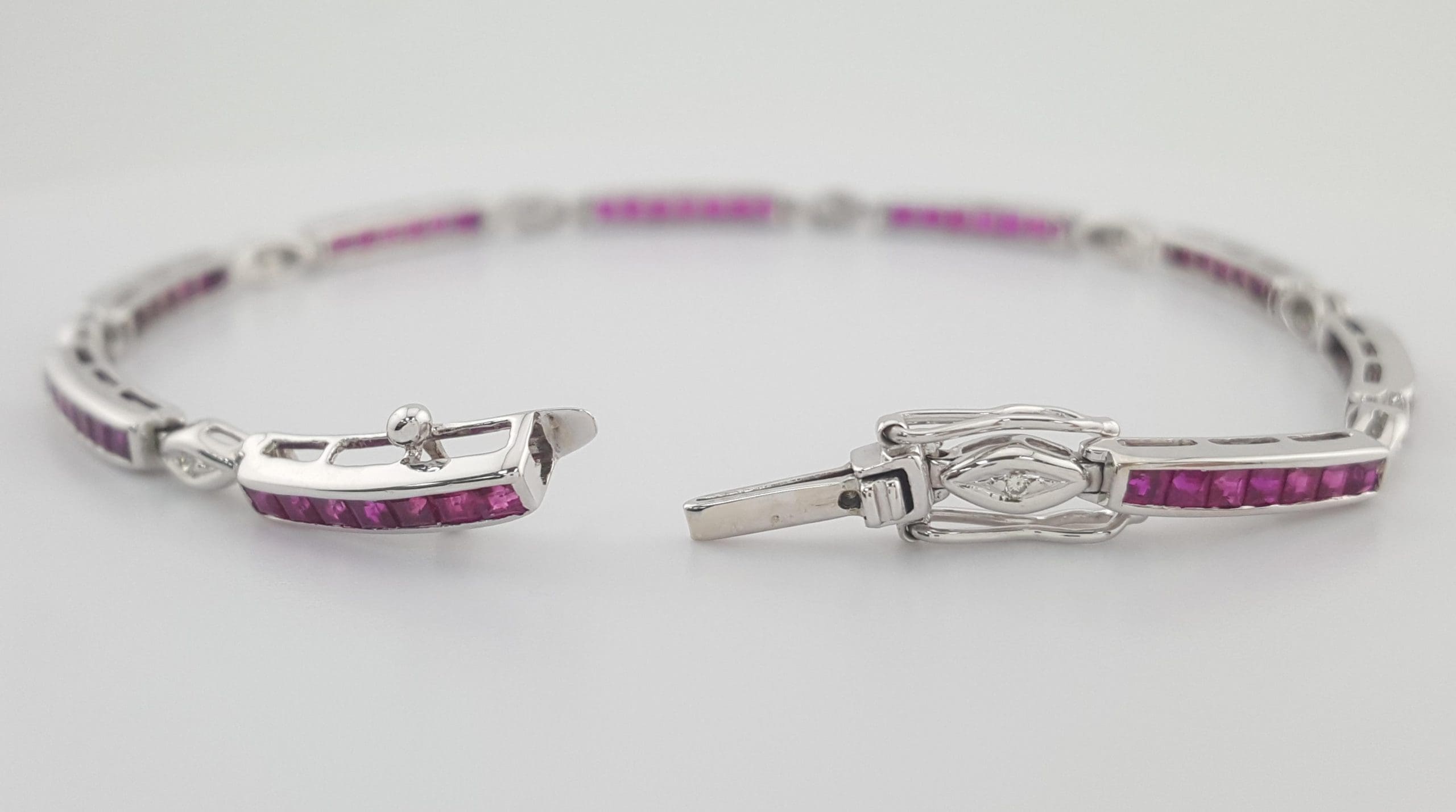 Ruby & Diamond 18k White Gold Bracelet 2 ct 7.25" Retail $4,495