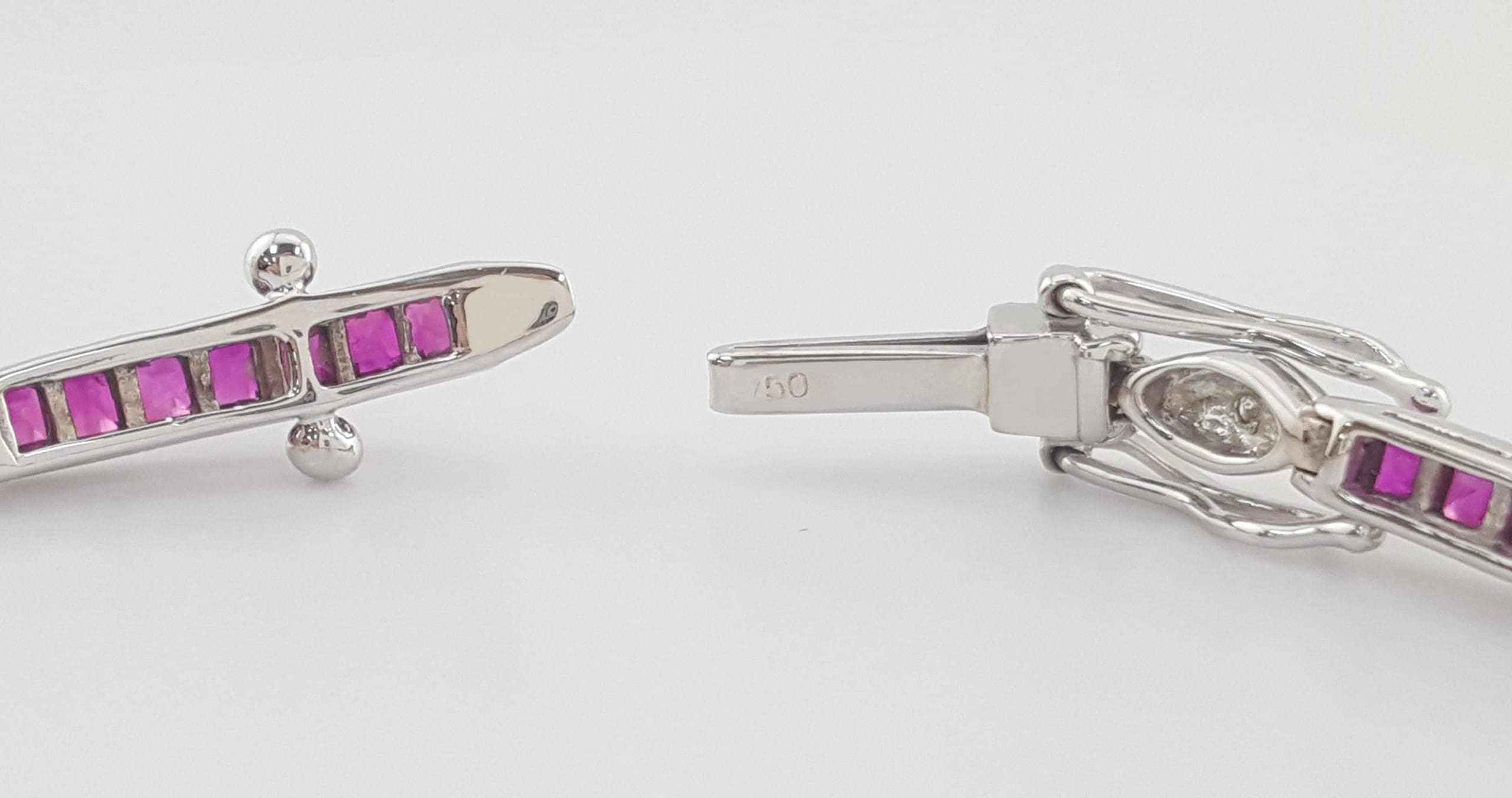Ruby & Diamond 18k White Gold Bracelet 2 ct 7.25" Retail $4,495